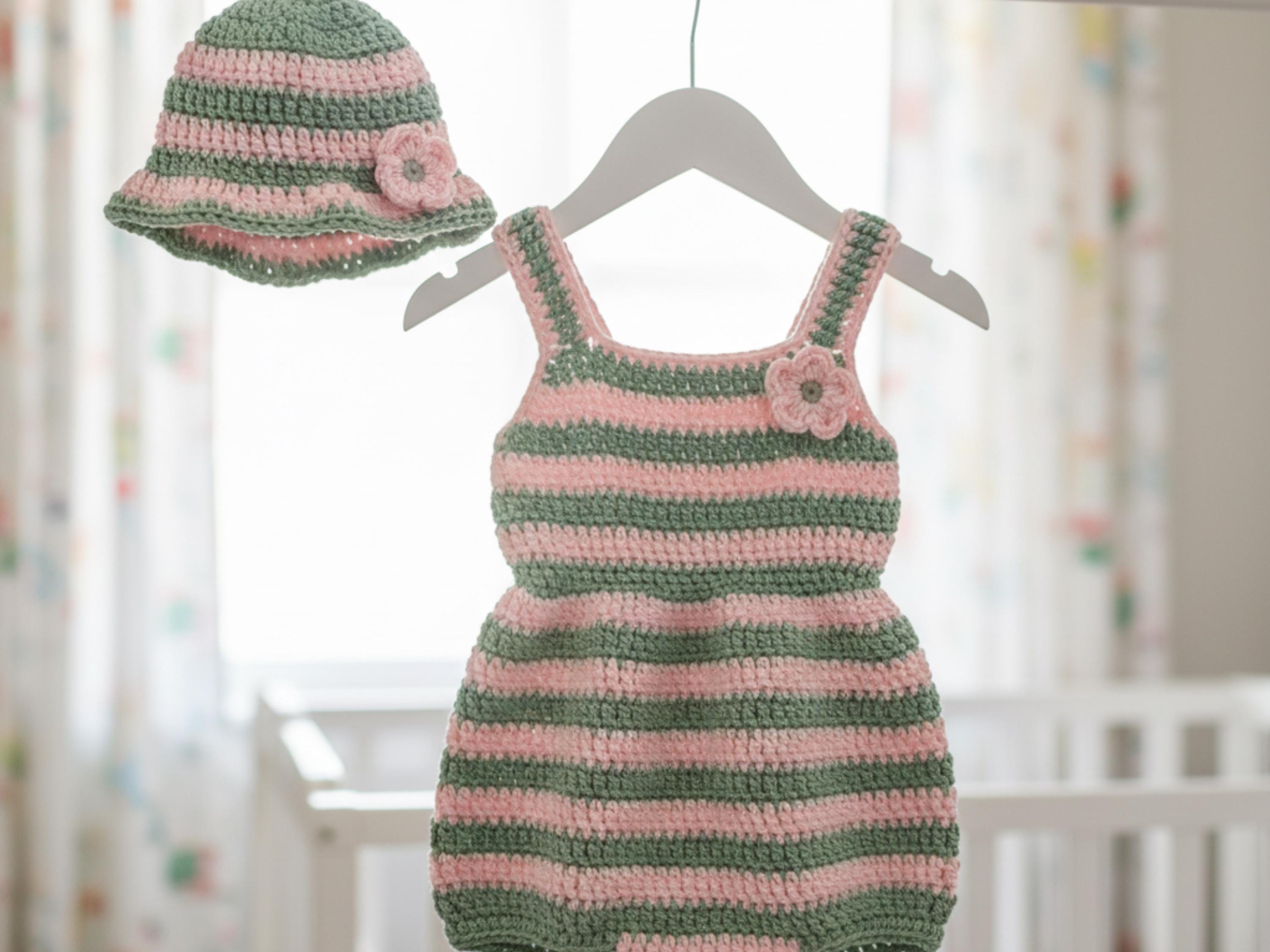 Baby Crochet romper - Vintage Baby Crochet Romper & Hat Pattern PDF • Fits 3–6 Months • Worsted Weight Yarn • Easy Crochet Outfit