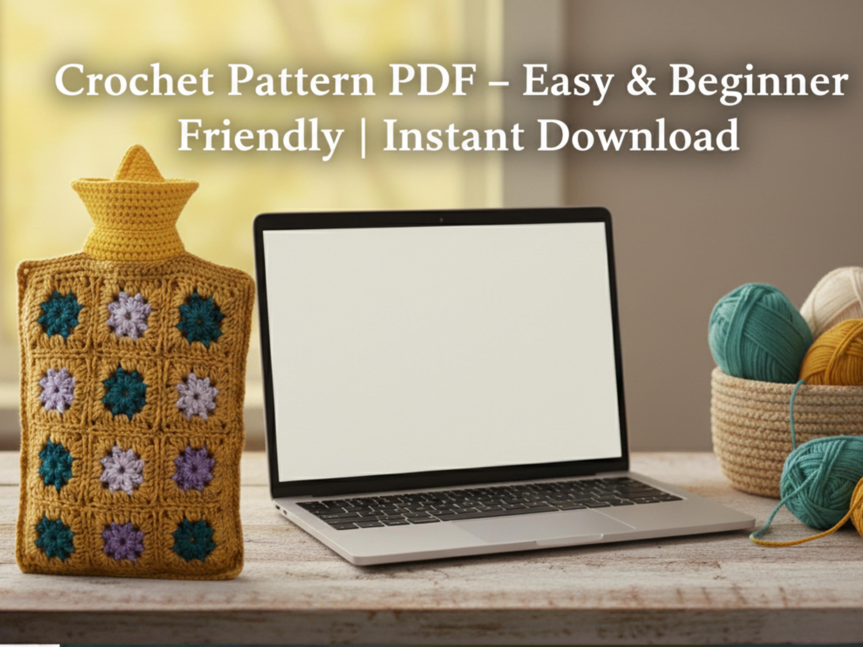 Beginner granny Square Hot Water Bottle Cozy Crochet Pattern | Retro Crochet Cover PDF | Easy Crochet | Warm Winter Bed Warmer