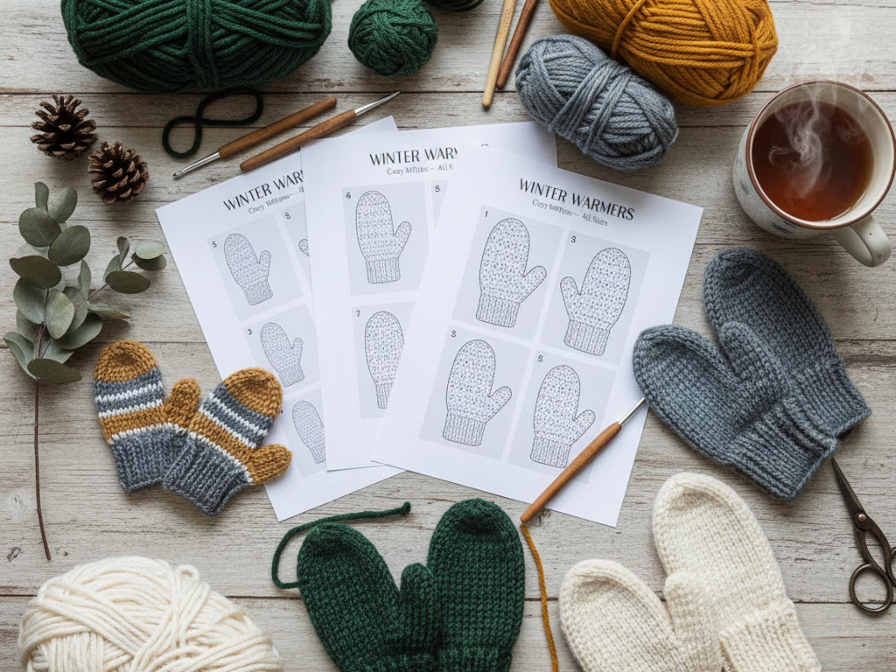 Easy beginner Crochet Mittens Pattern PDF – Easy Winter Mittens Crochet Tutorial – Beginner-Friendly Warm Gloves Pattern –Instant Download