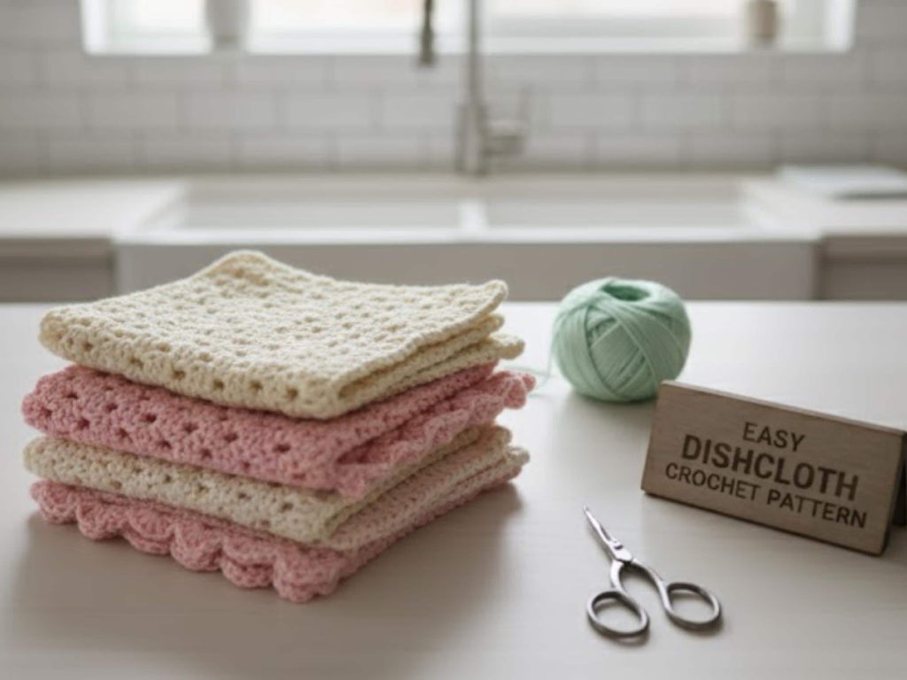 Dishcloth Pattern - Cotton Crochet Washcloth PDF - Easy Digital Download for Beginners & Home Decor