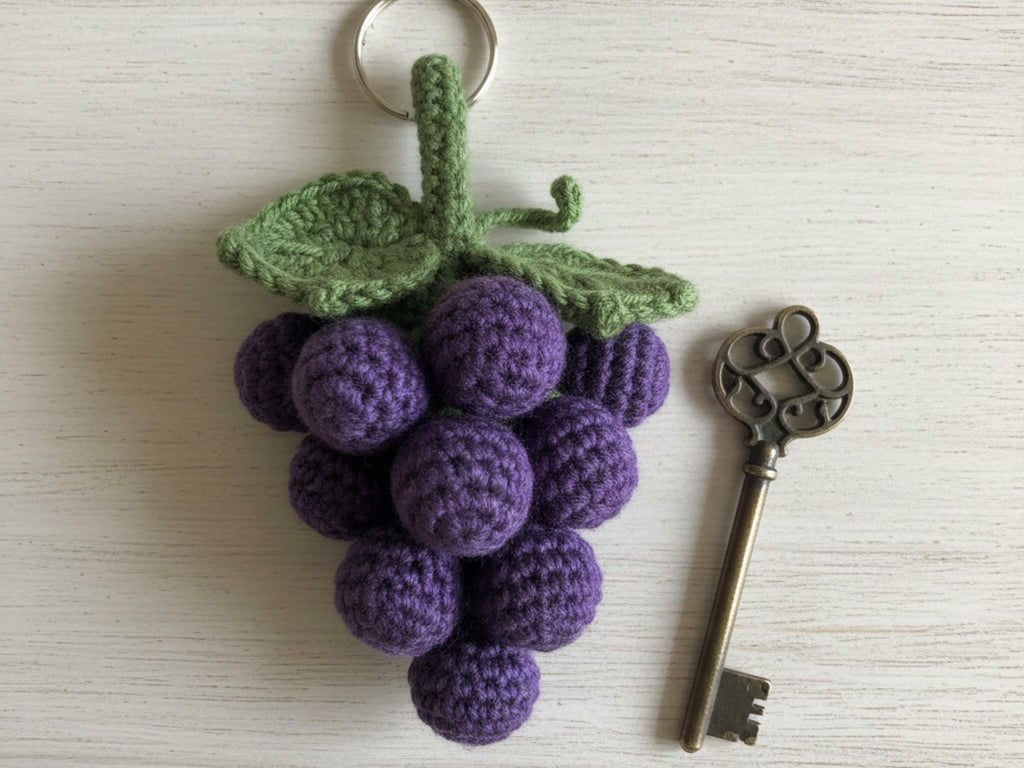 Vintage keychain -Crochet Flowers & Cherries Pattern – Amigurumi Keychain (PDF Pattern)