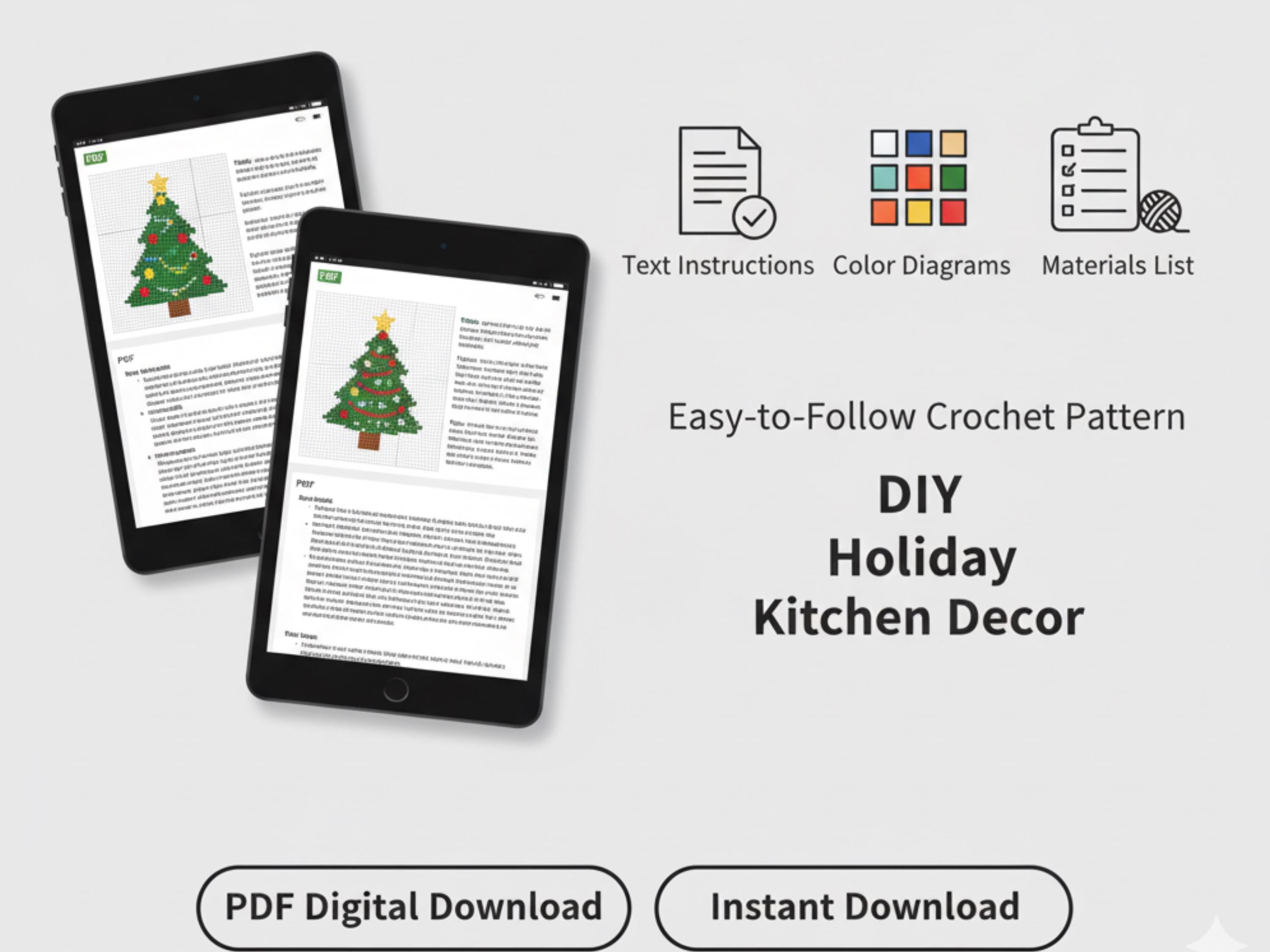 Crochet Pattern Potholder Christmas Tree, Crochet Hot pad in PDF, Thermal hot pad crochet, double thick hot pad crochet, Potholder Pattern
