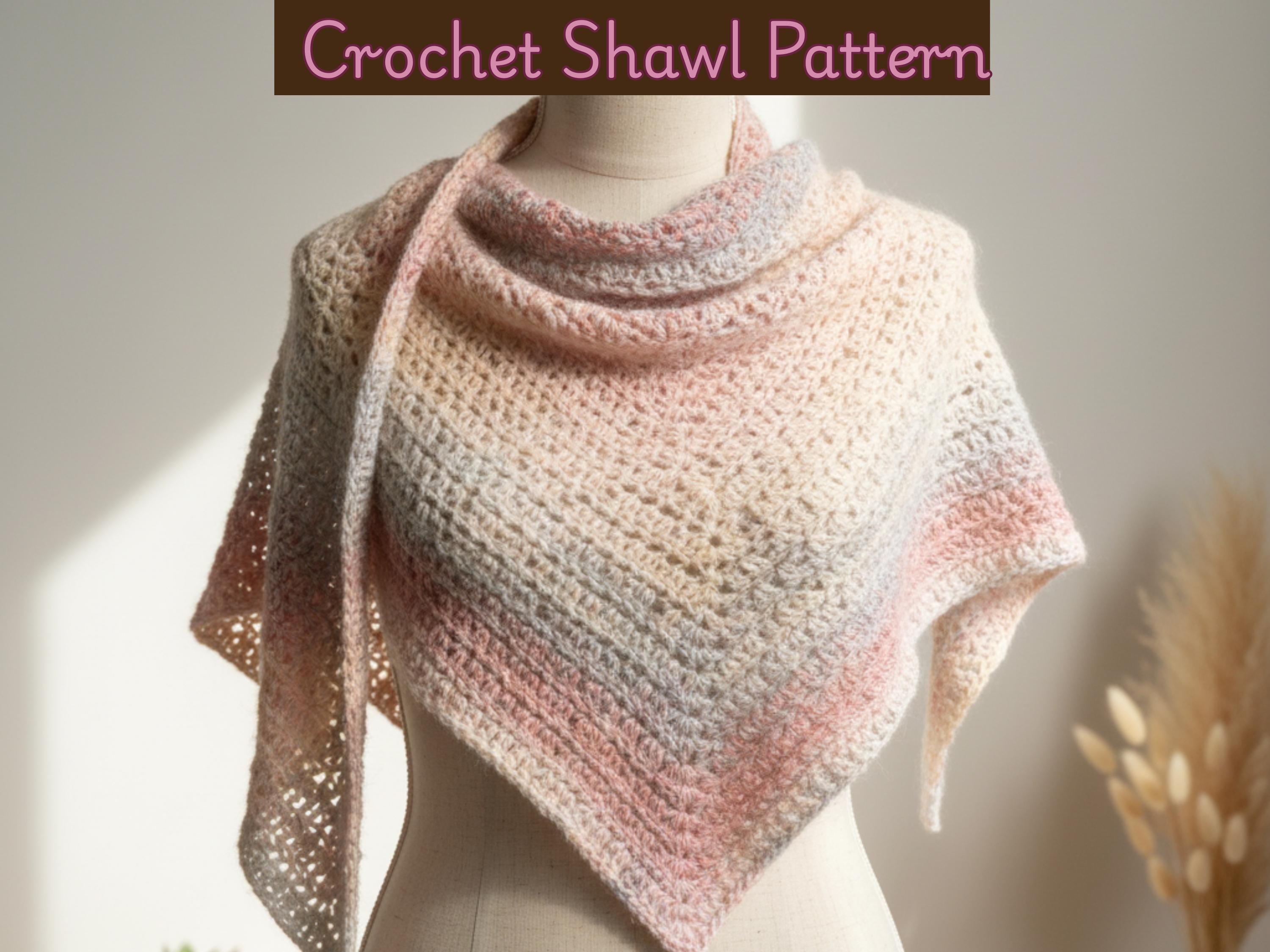 Womens Crochet Easy beginner Crochet vintage Shawl Pattern PDF | Boho Lightweight Scarf, Handmade Wedding Cover Up, Spring Summer Crochet Shawl