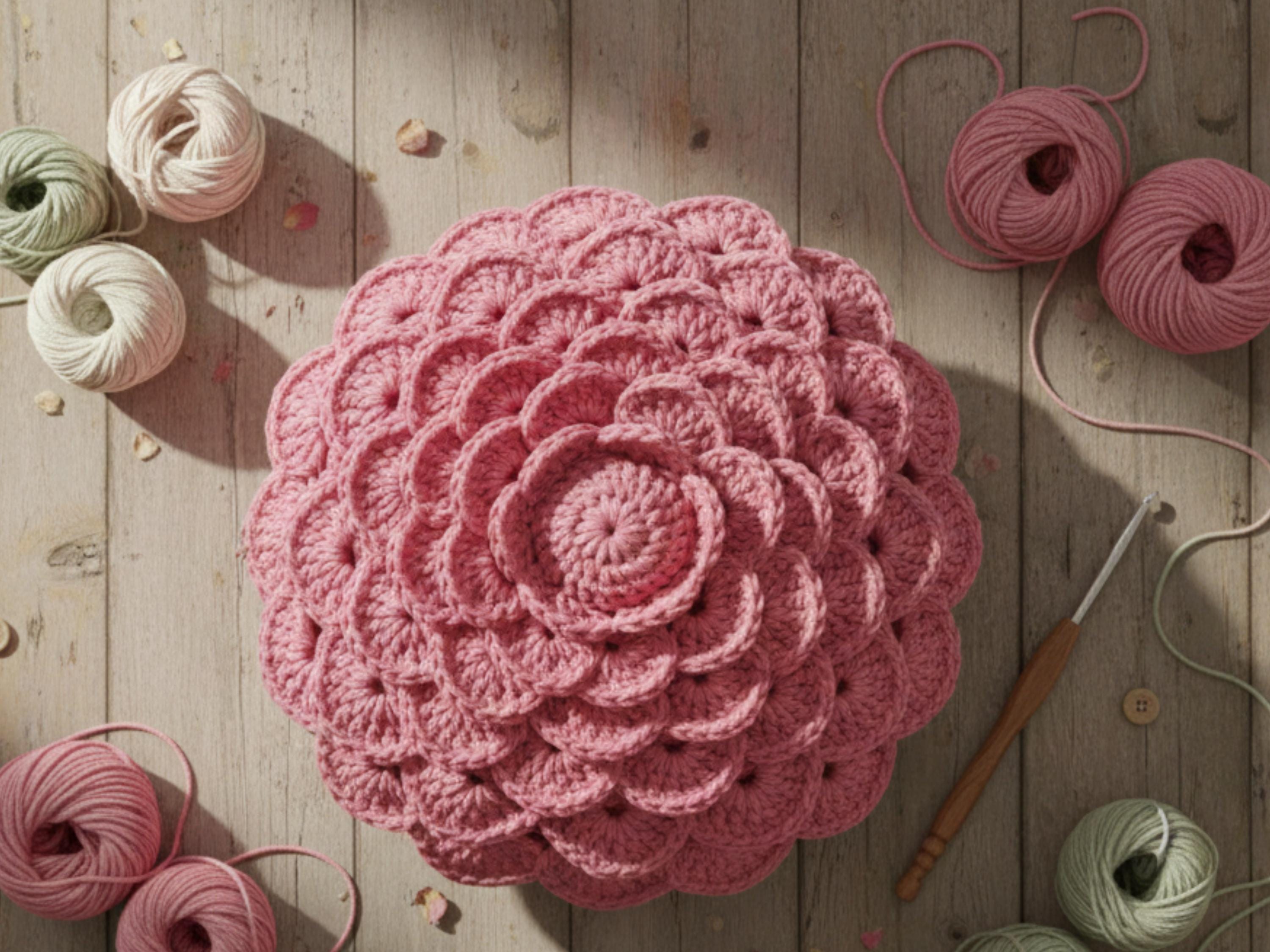 Easy crochet pattern -Rose Crochet pillow Pattern |DIY Handmade Craft Project | English|Holiday decor| Vintage rose pillow pattern