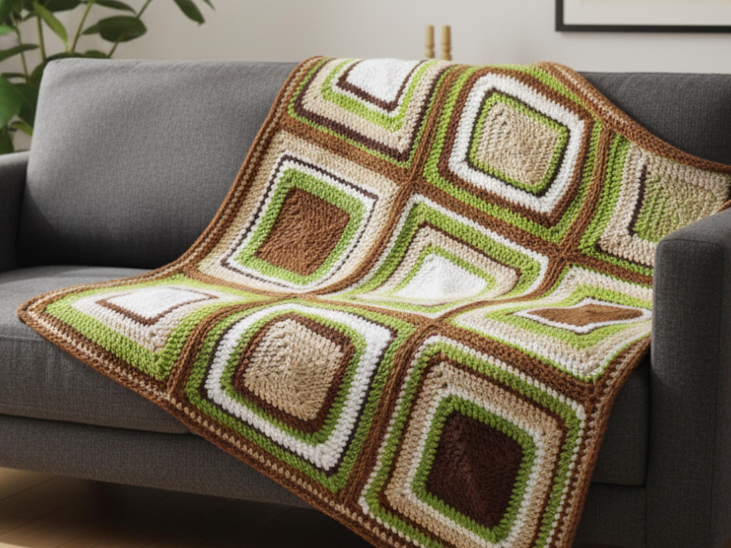 Vintage Patchwork Afghan Crochet Pattern • Retro Granny Square Blanket PDF • Colorful Crochet Throw • DIY Boho Home Decor Pattern