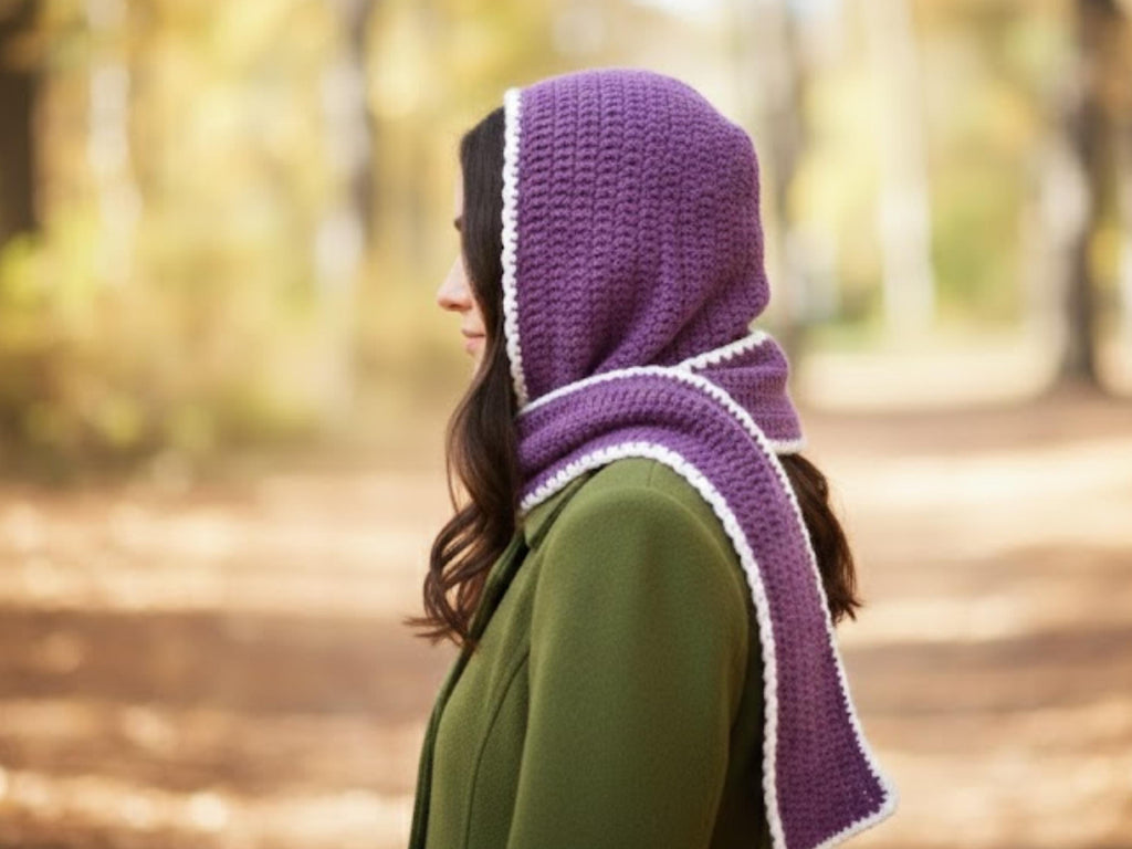 Vintage Crochet Pattern // Hooded Scarf - Snood Hood Hat Scarf Easy Knit