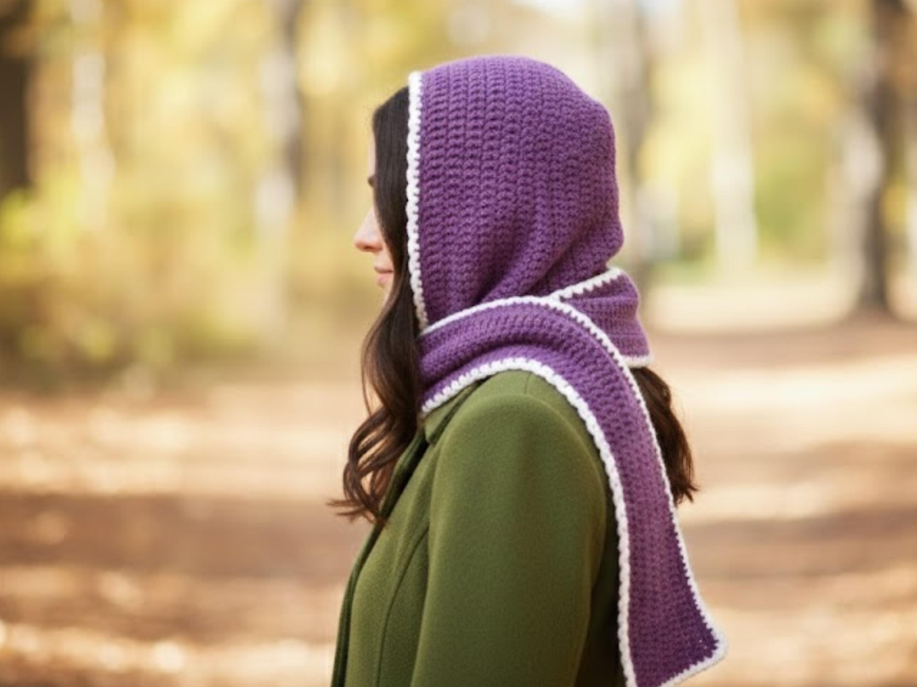 Vintage Crochet Pattern // Hooded Scarf - Snood Hood Hat Scarf Easy Knit
