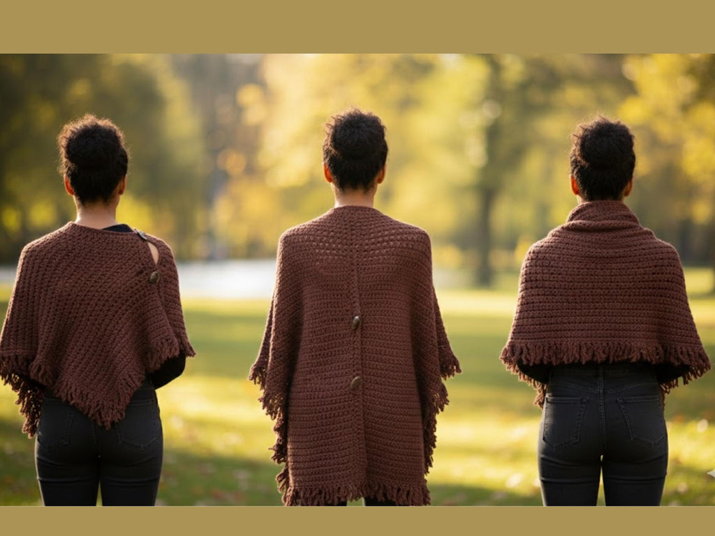 Womens Crochet Three-in-One Wrap Pattern PDF – Easy Stylish Winter Shawl, Poncho, Scarf Wrap – Cozy Crochet/Knit Layering Accessory – Instant Download