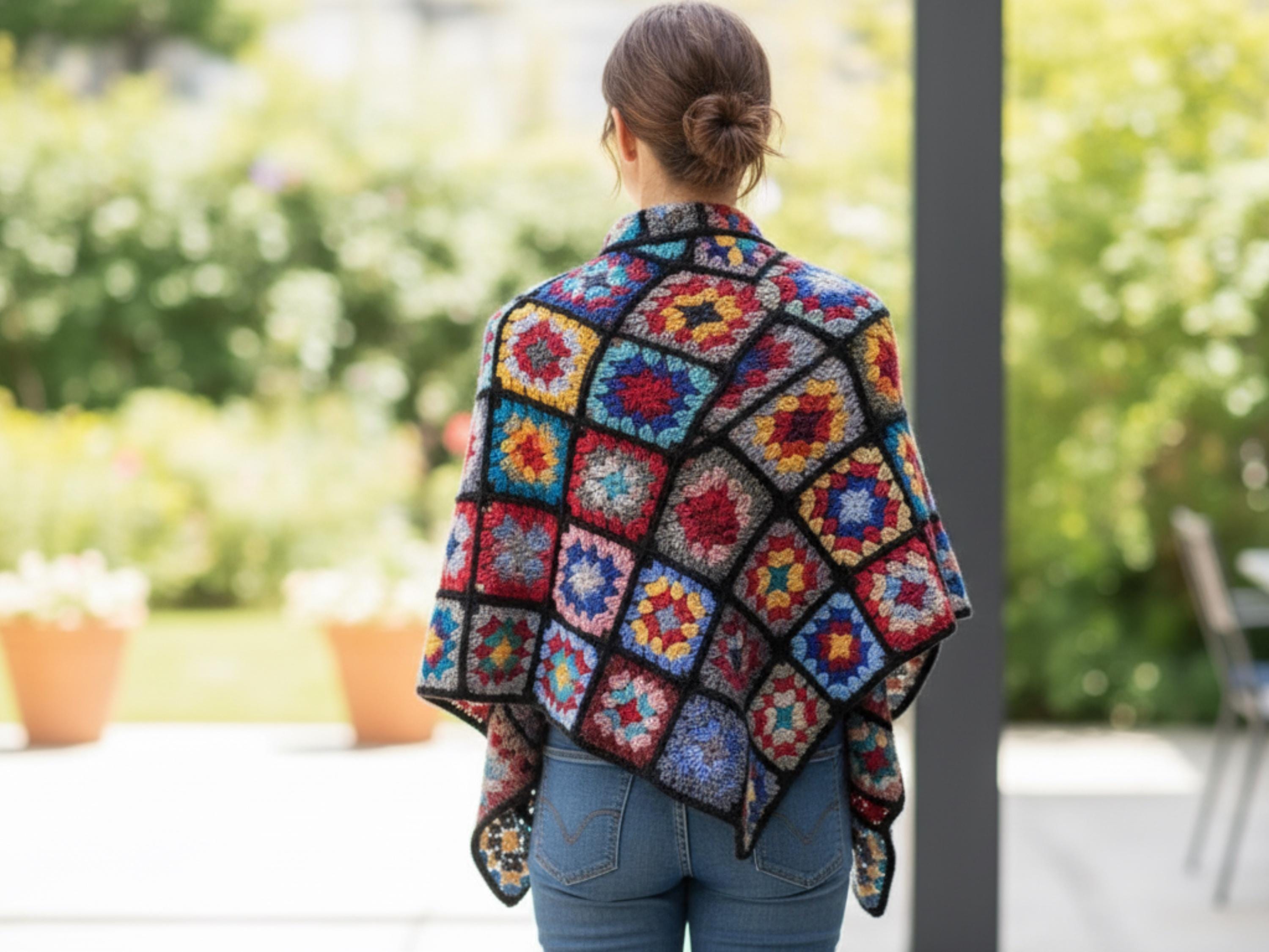 Womens Crochet Easy  Granny Square Shawl Crochet Pattern-PDF-Instant download