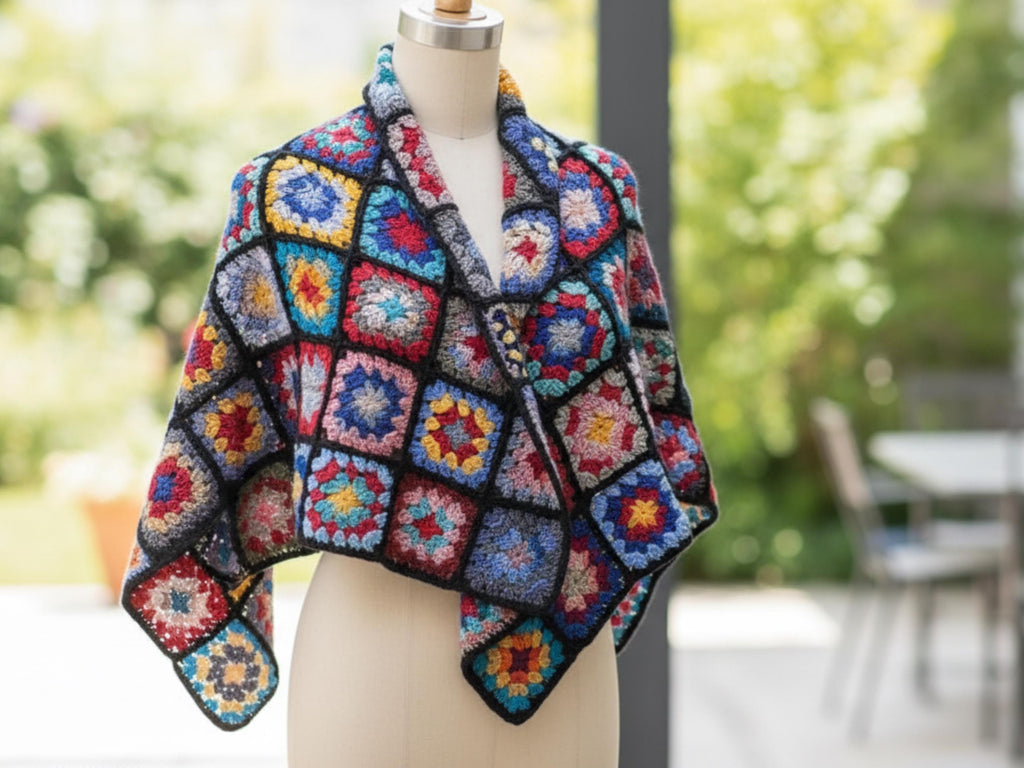 Womens Crochet Easy  Granny Square Shawl Crochet Pattern-PDF-Instant download