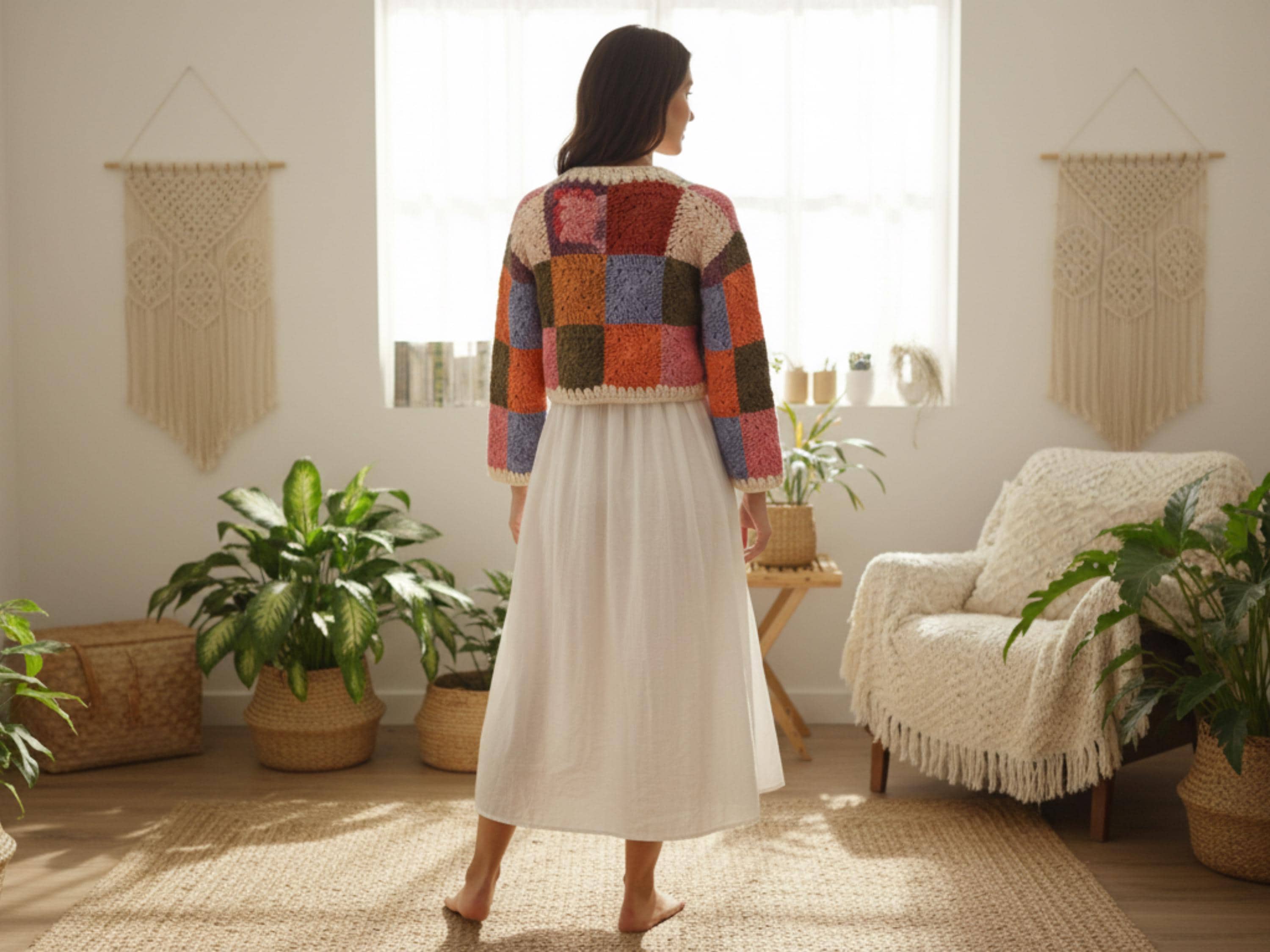 Womens Crochet Mystery Retro Daisy Granny Square Cardigan Crochet Pattern