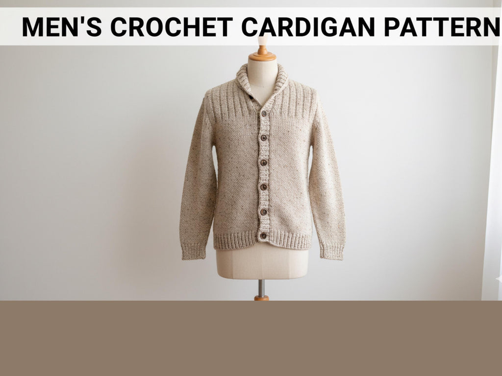 Mens cardigan Crochet Pattern for men PDF – Oversized Jacket Cardigan Coat |Chunky Bulky Crochet Design | Mens Crochet cardigan-sweater