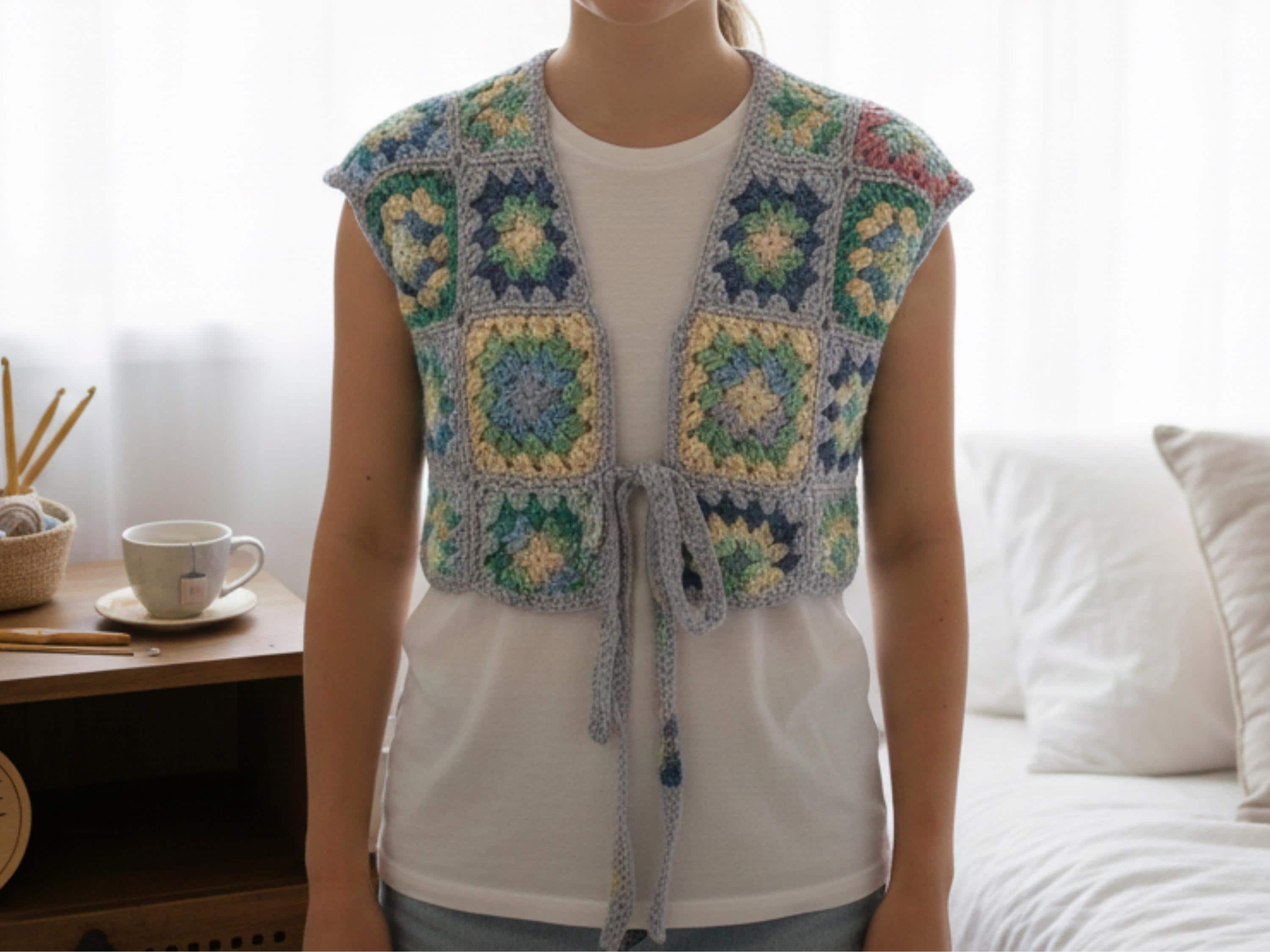 Crochet Granny Square Bolero Pattern PDF | Women's Patchwork Cardigan