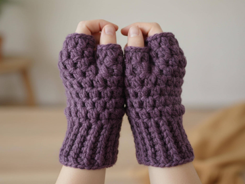 Fingerless Gloves Crochet Pattern|Boho Hand Warmers PDF, Easy Crochet Mittens, Colorful Retro Gloves Pattern, Digital Download-Puff gloves