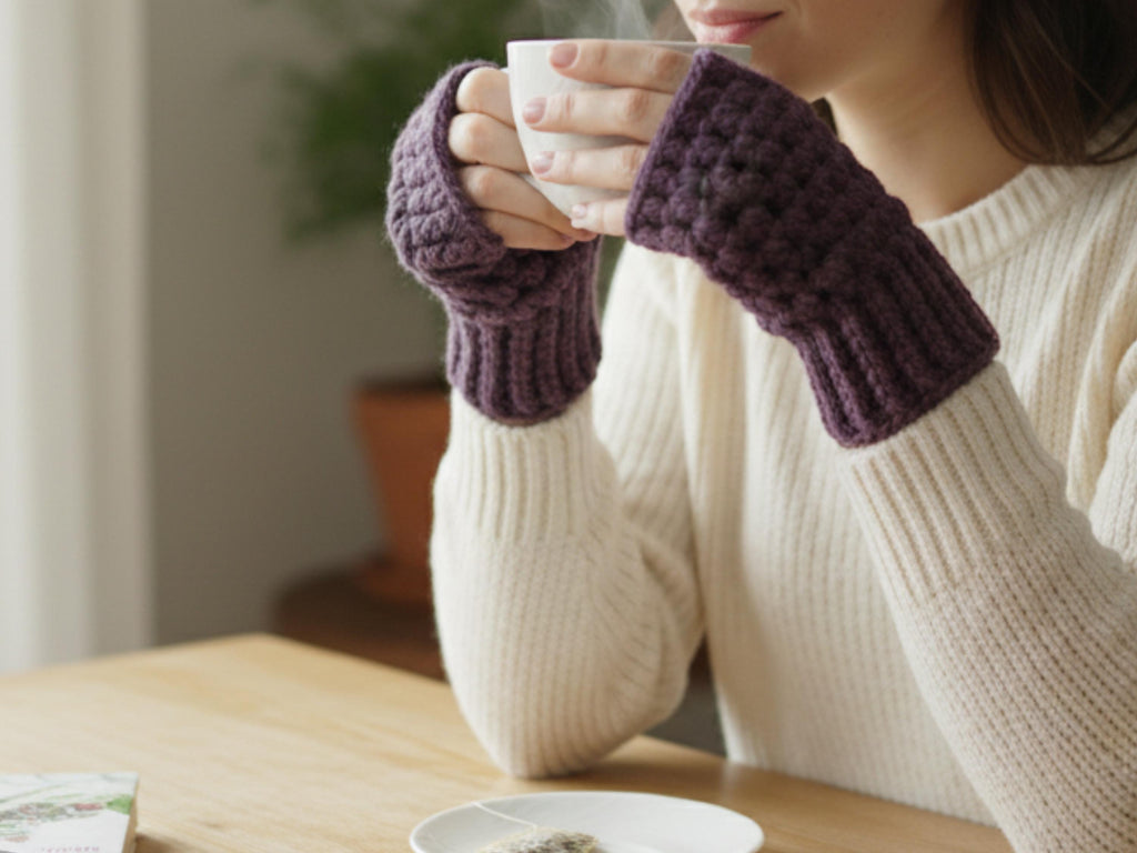 Fingerless Gloves Crochet Pattern|Boho Hand Warmers PDF, Easy Crochet Mittens, Colorful Retro Gloves Pattern, Digital Download-Puff gloves