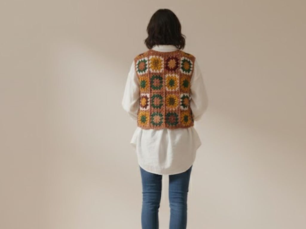 Womens Crochet Vintage Waistcoat crochet pattern, cardigan pdf granny squares waistcoat, women ladies vest crochet pdf
