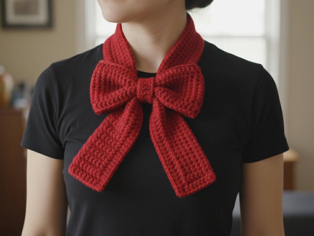 Crochet Bow Scarf Pattern | Simple Beginner Scarf PDF | Quick Bow Neck Warmer | Easy DIY Crochet Pattern