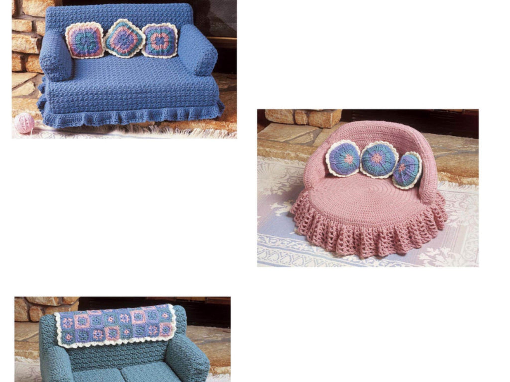 Crochet PATTERNS 3 Cat Little Dog Sofa Beds, Instructions for Making 3 DIY Luxury Cat Couches, Instant Digital Download
