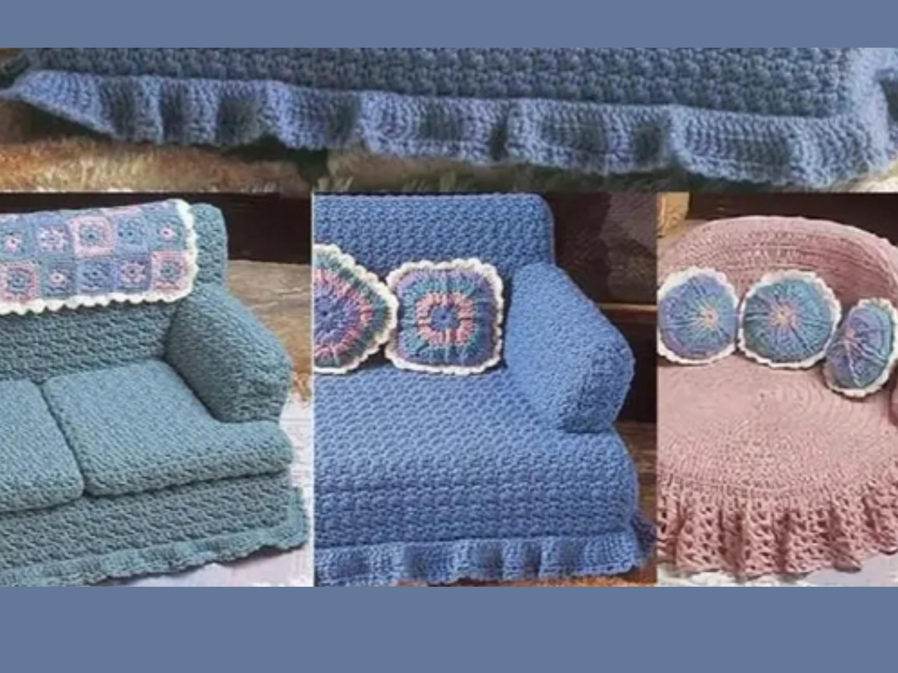 Crochet PATTERNS 3 Cat Little Dog Sofa Beds, Instructions for Making 3 DIY Luxury Cat Couches, Instant Digital Download