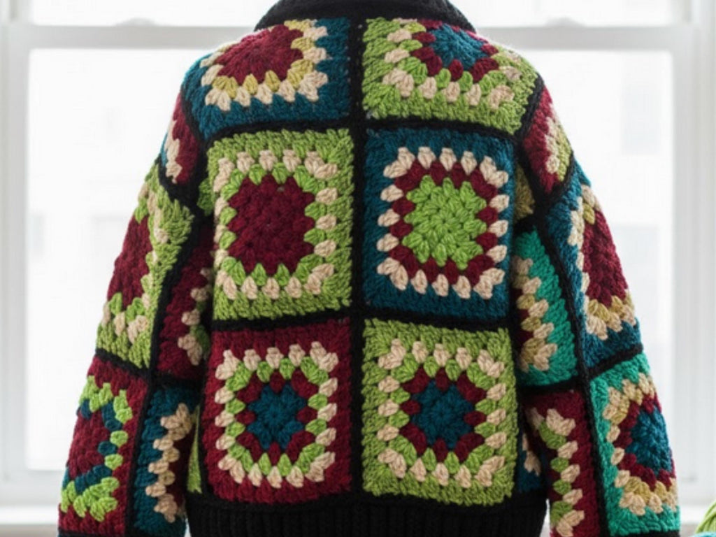 Womens Crochet Granny square cardigan pattern| VINTAGE Crochet Granny Squares Coat Pattern PDF, Hippie Boho Cardigan Jacket Digital Download, 70s