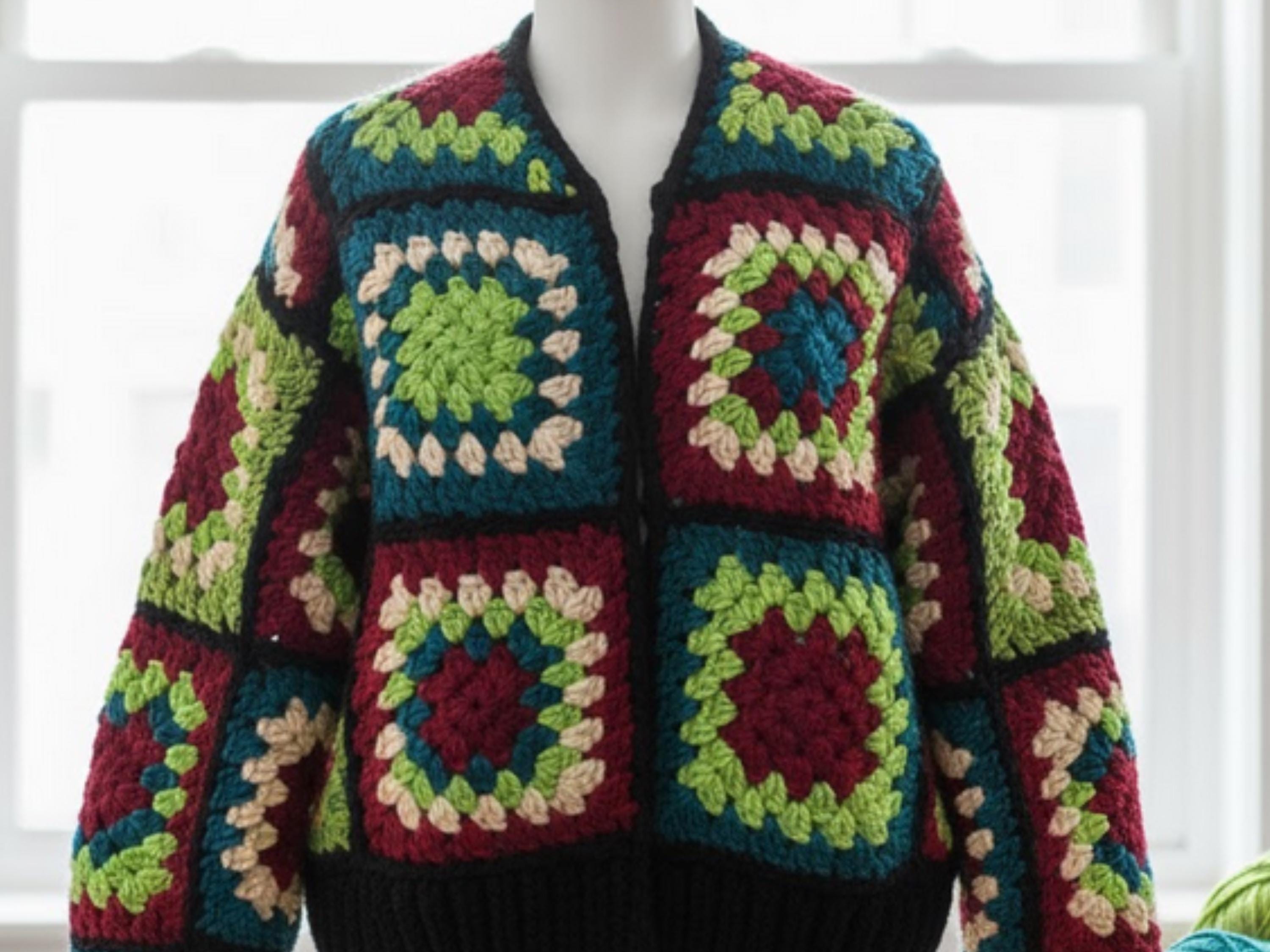 Womens Crochet Granny square cardigan pattern| VINTAGE Crochet Granny Squares Coat Pattern PDF, Hippie Boho Cardigan Jacket Digital Download, 70s