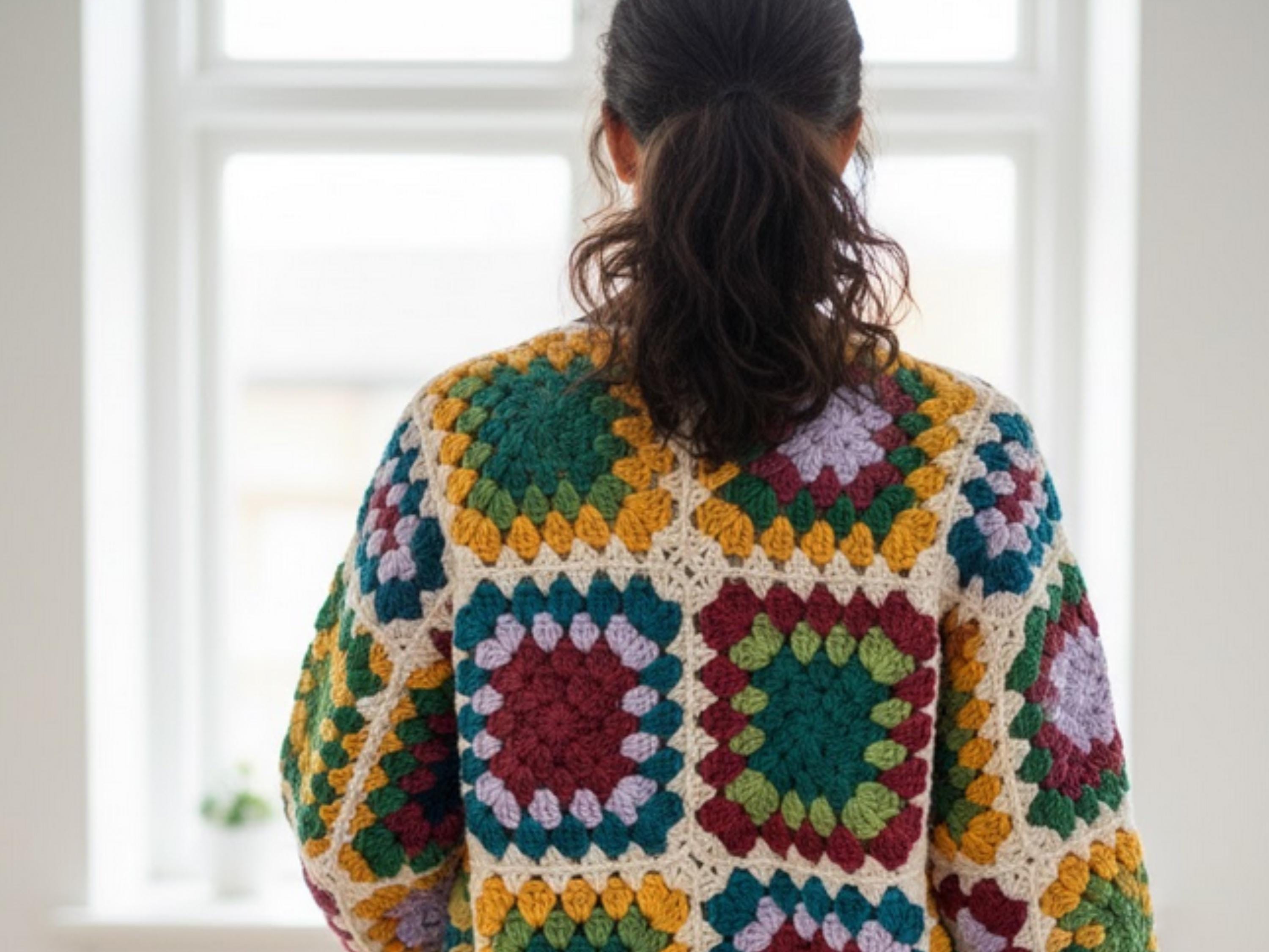 Womens Crochet Granny square cardigan pattern| VINTAGE Crochet Granny Squares Coat Pattern PDF, Hippie Boho Cardigan Jacket Digital Download, 70s