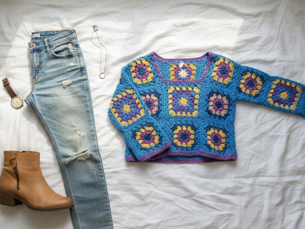 Granny squares top crochet pattern Crochet top pattern- Vintage 70s Instant download Pdf-Easy Retro Summer Pullover -Easy crochet pattern