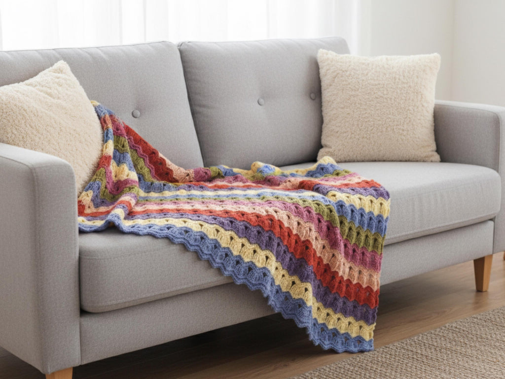 Crochet vintage  blanket pattern  -ripple afghan