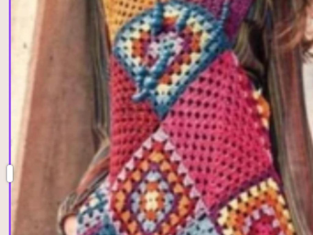 Womens Crochet Granny squares long dress- Crochet Granny Squares Dress Pattern, Vintage Motif (PDF Download