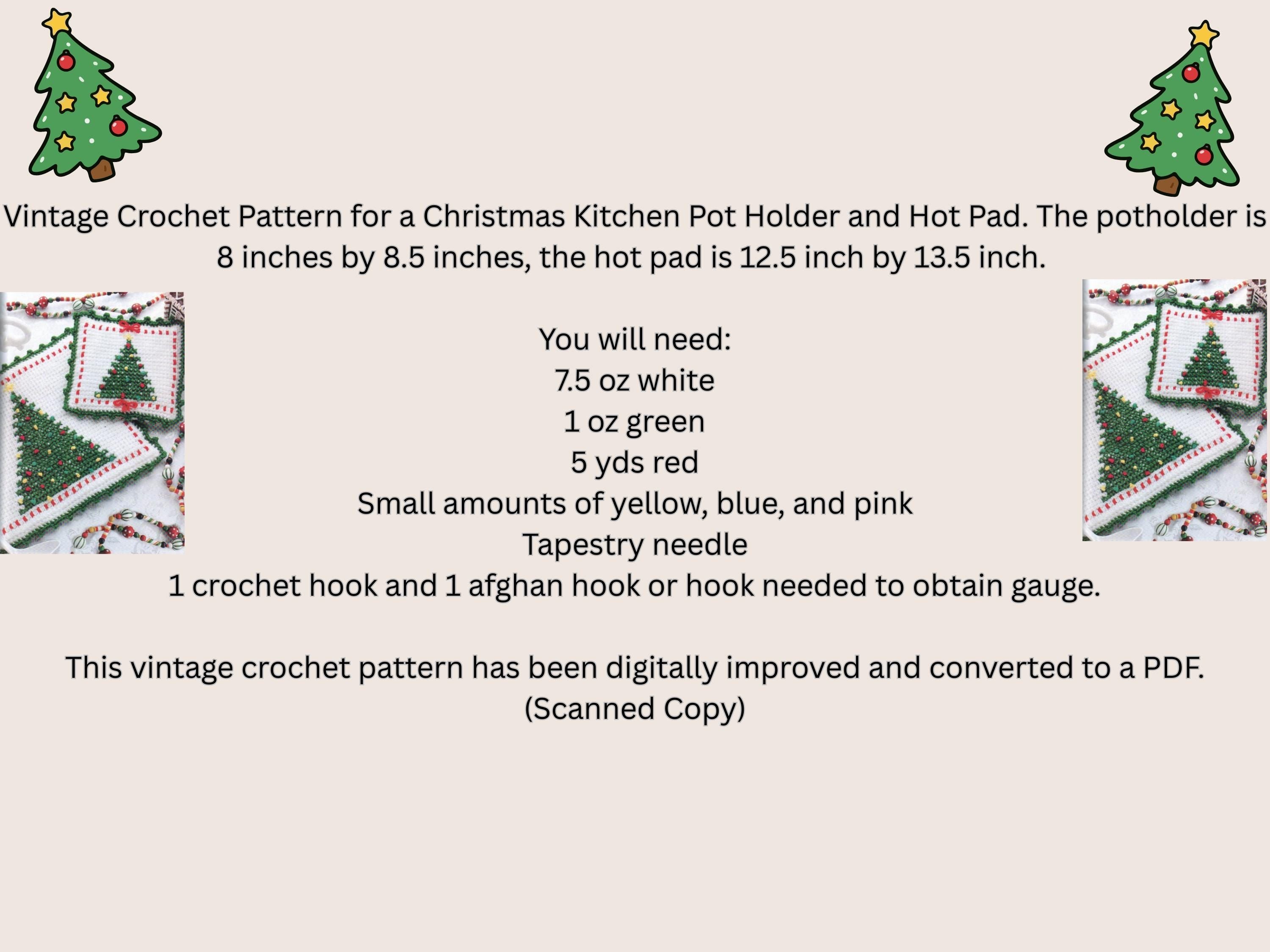 Crochet Pattern Potholder Christmas Tree, Crochet Hot pad in PDF, Thermal hot pad crochet, double thick hot pad crochet, Potholder Pattern