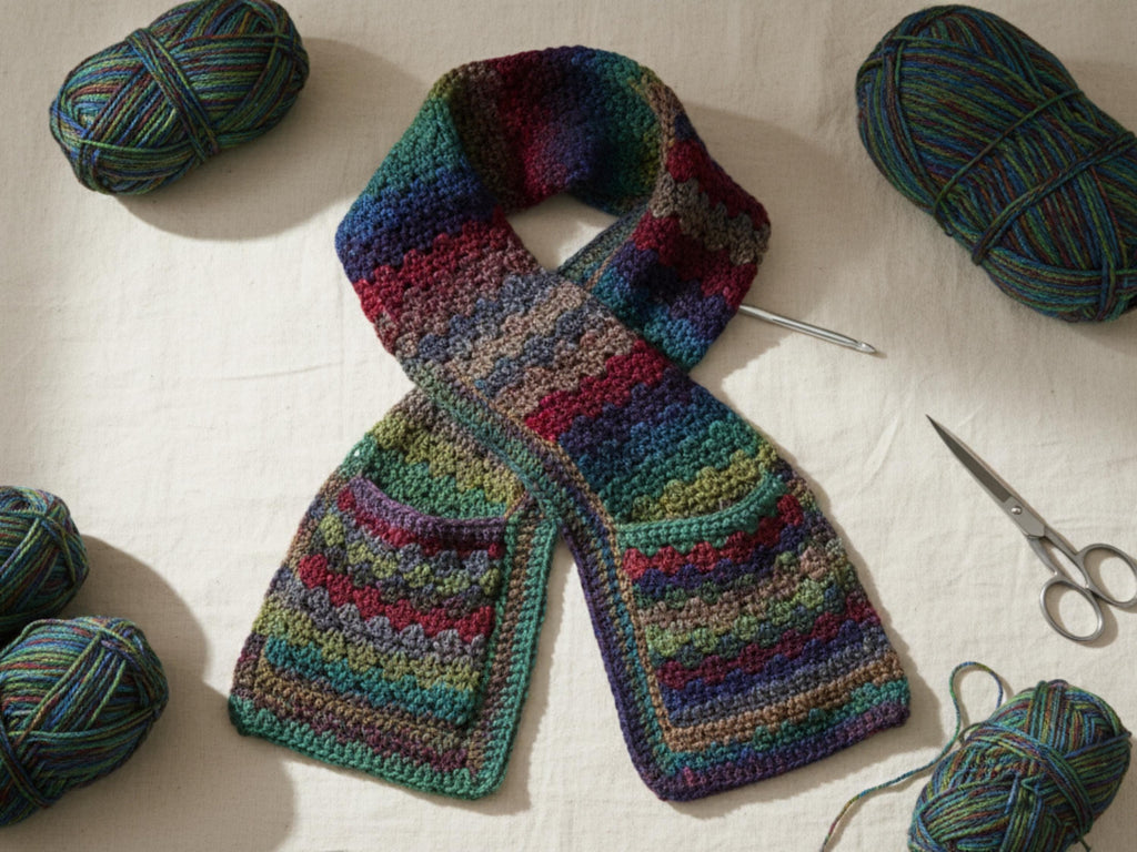 CROCHET Scarf pattern-scarf with pockets