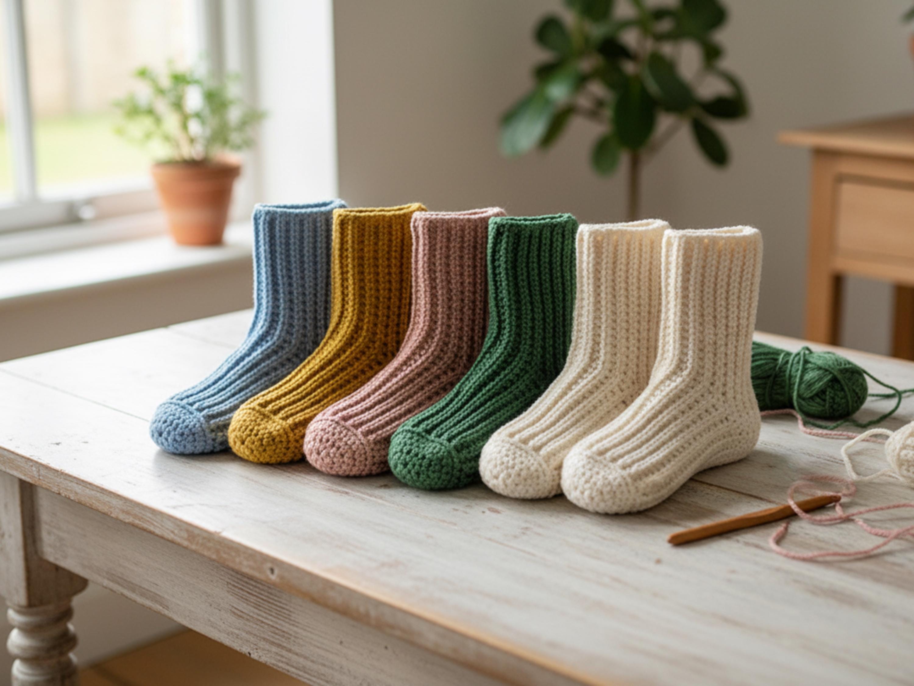 Easy Beginner Socks CROCHET PATTERN/ Aran Yarn Sizes S, M, L- Instant PDF Download/Vintage Crochet Socks Pattern