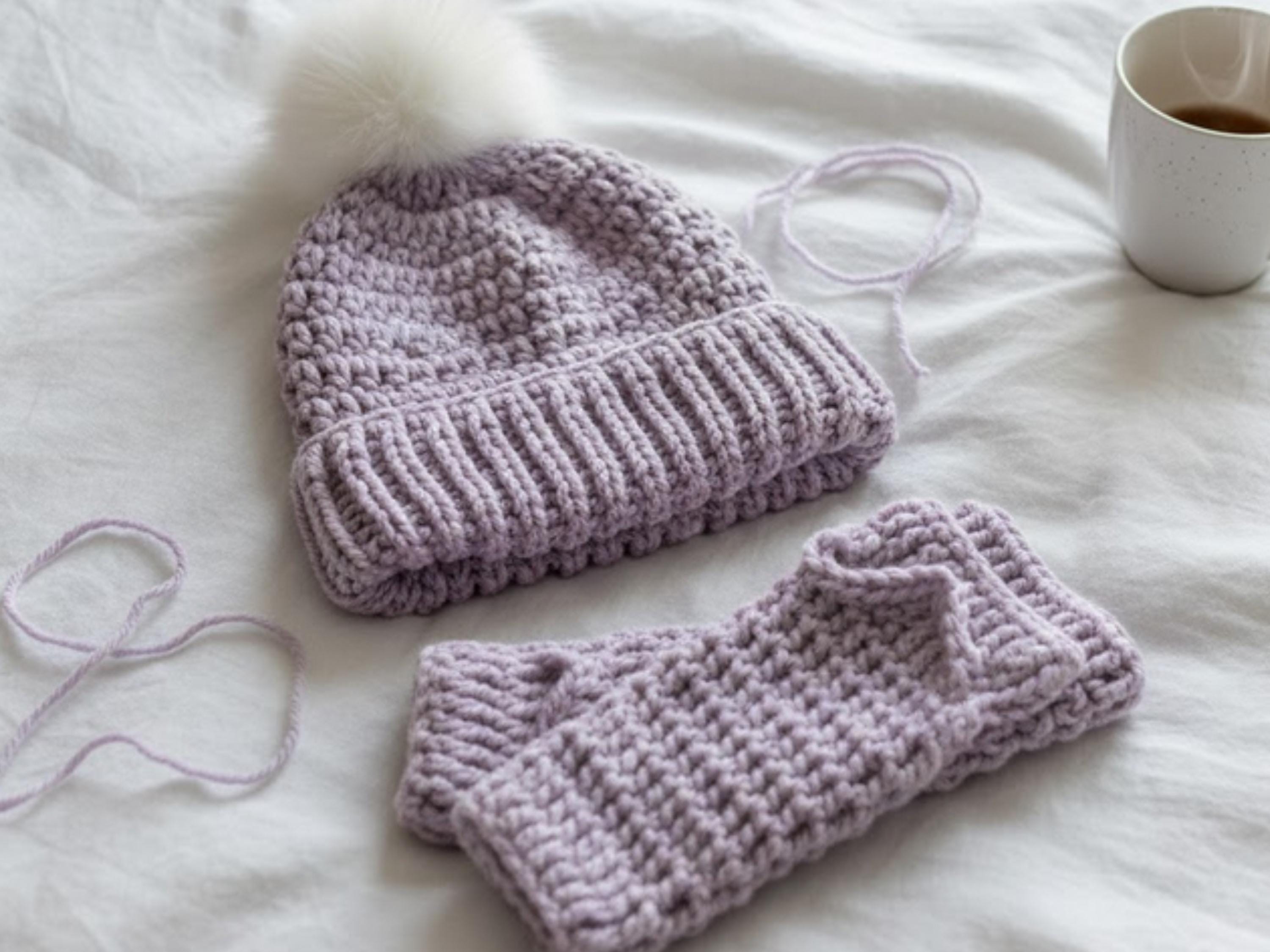Easy Crochet Beanie with Fingerless Gloves Pattern Set | Beginner Winter Accessories | Matching Hat & Mitts PDF | DIY Cozy Gift Idea