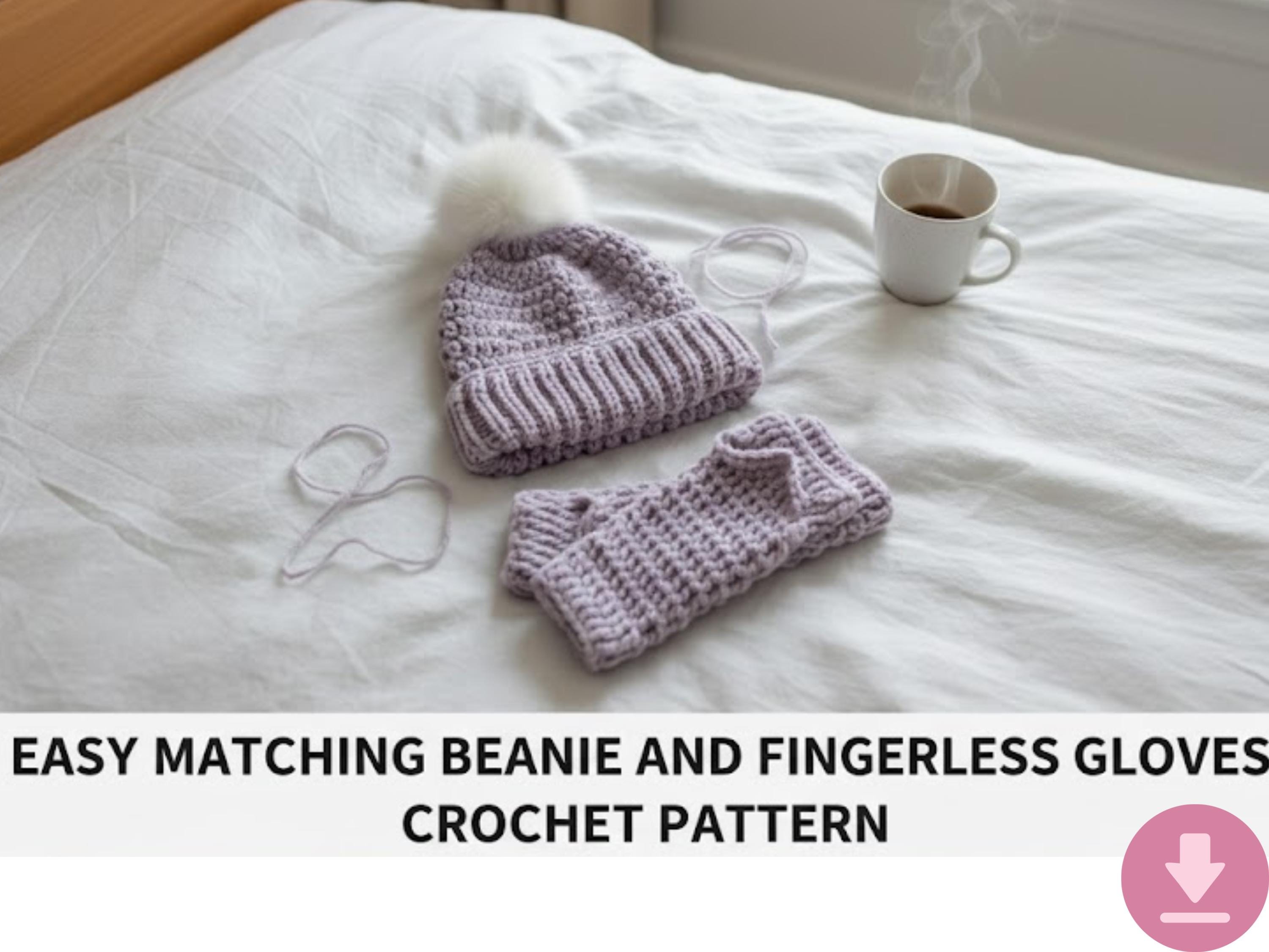 Easy Crochet Beanie with Fingerless Gloves Pattern Set | Beginner Winter Accessories | Matching Hat & Mitts PDF | DIY Cozy Gift Idea