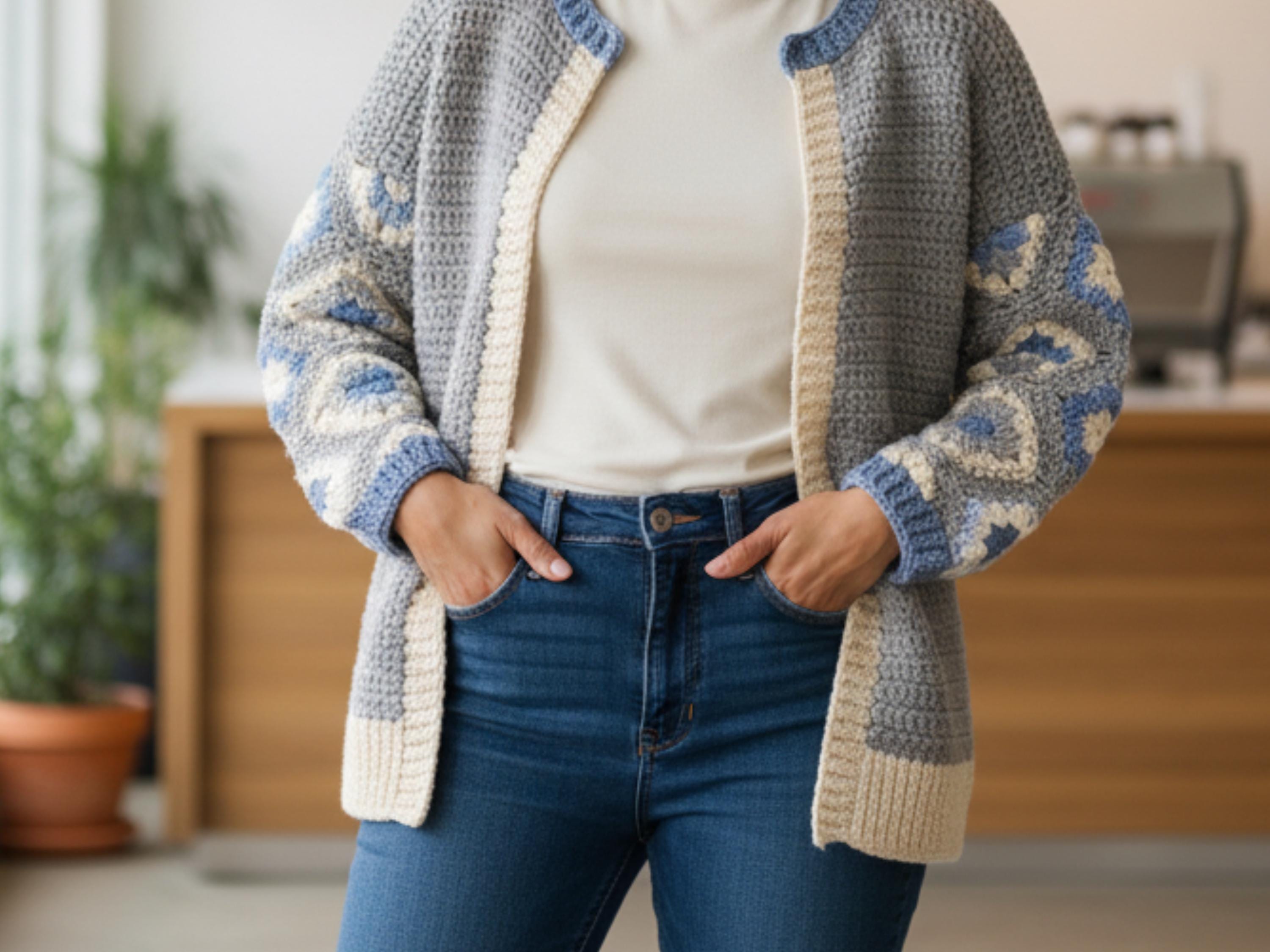 Womens Crochet Easy Crochet Pattern PDF, Easy Crochet Jacket Tutorial for Women, Beginner Friendly Oversized Crochet Sweater