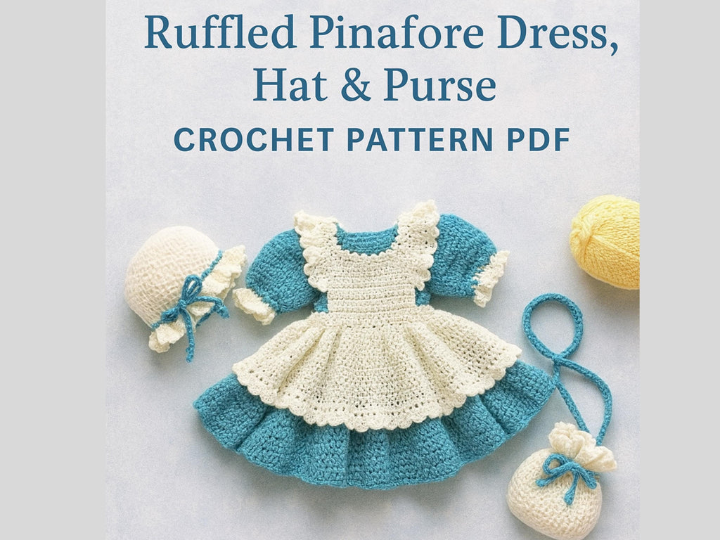 Easy crochet pattern-Girls crochet pattern -dress and shoes pattern-Baby, Toddler Ruffled Dress Crochet Pattern, Lacy Dress-Free pattern