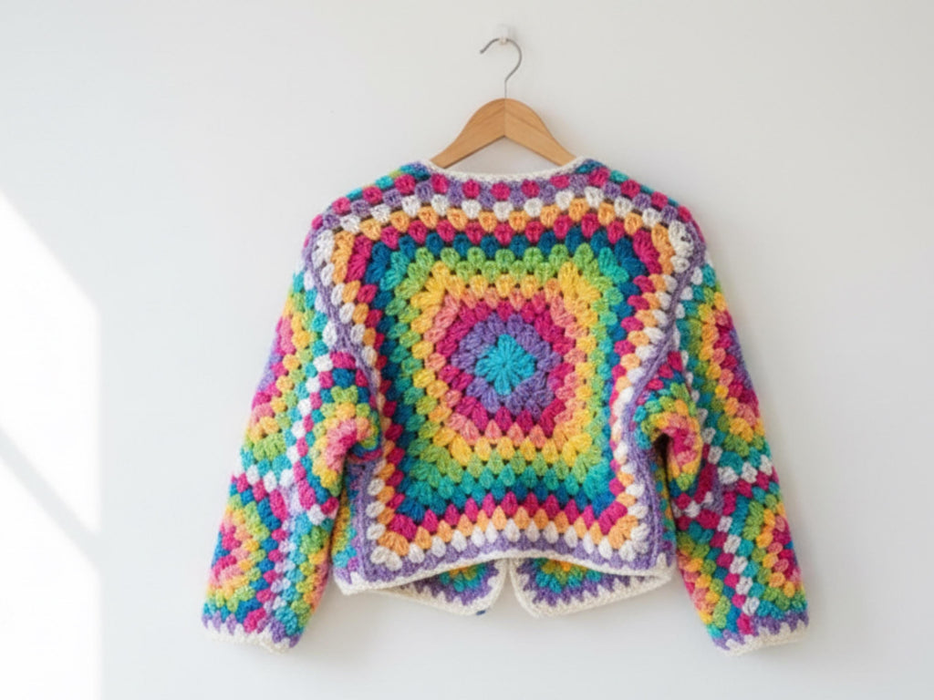 Womens Crochet Granny Square Crochet Jacket | Handmade Colorful Boho Cardigan | Summer & Fall Layering | Women’s Crochet Top | PDF Pattern  DIY