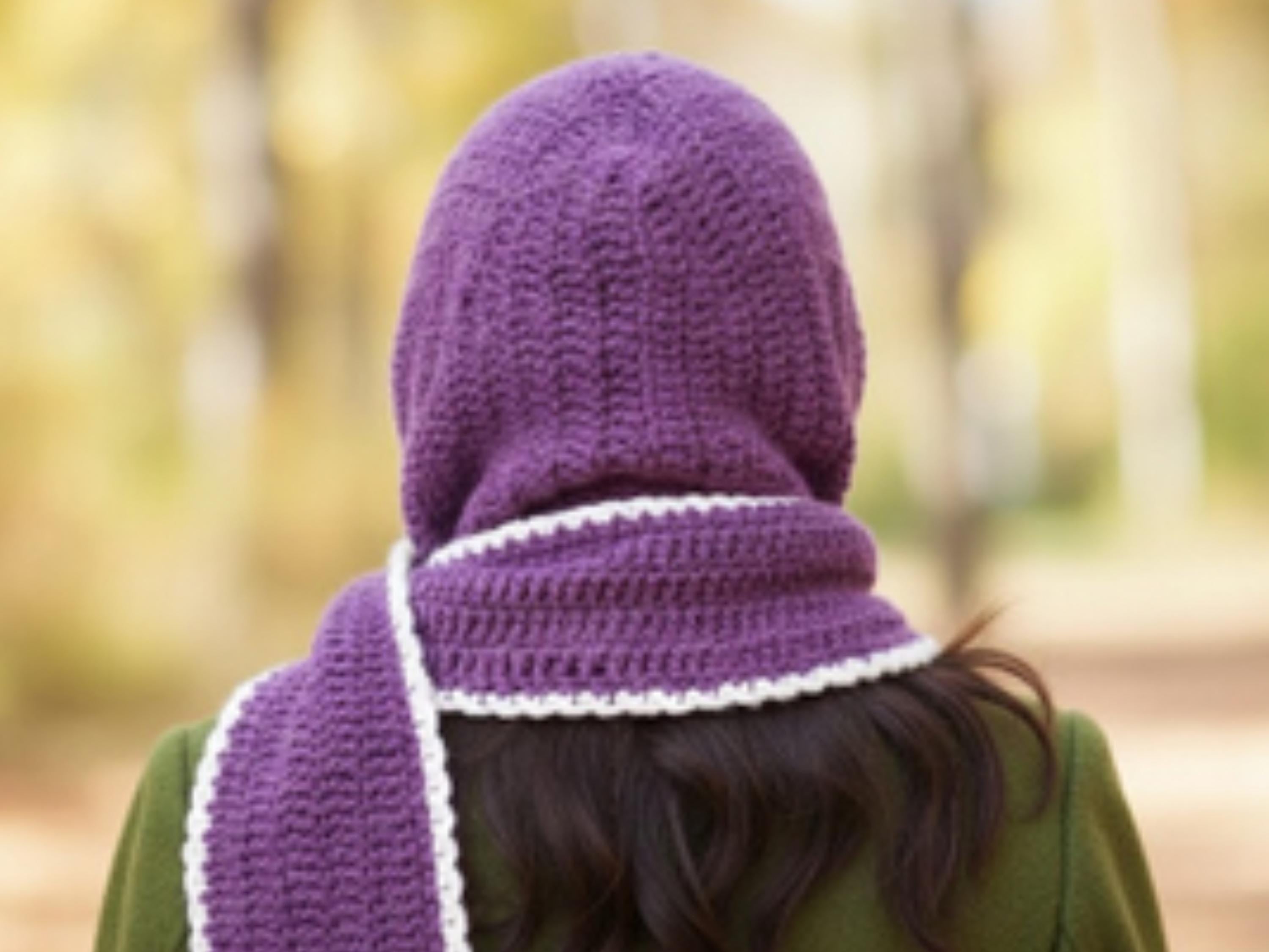 Vintage Crochet Pattern // Hooded Scarf - Snood Hood Hat Scarf Easy Knit