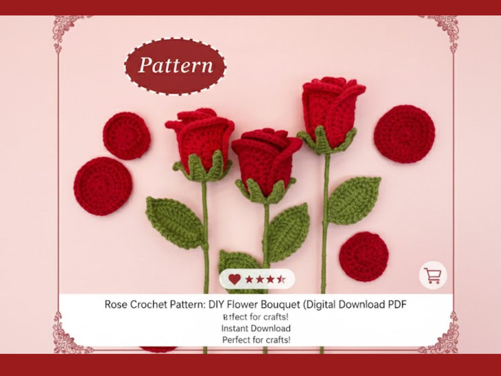 Rose Crochet Pattern |DIY Handmade Craft Project | English|Holiday decor| Christmas ornaments-Rose Pattern: Bouquet