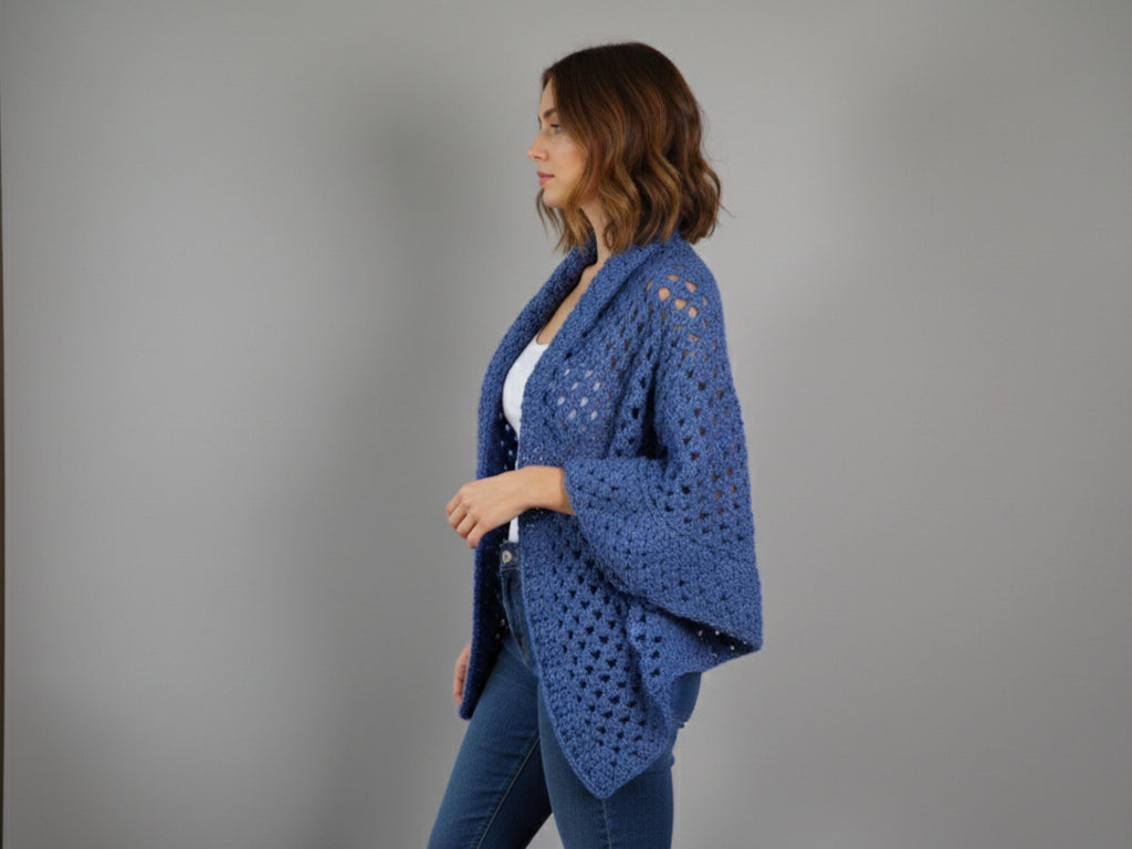 Womens Crochet PDF Crochet Cocoon Granny Square Bolero Cardigan Jacket Age 7 - Adult Easy Design Plain Or Multi Colour Chest 28 - 63" Plus Sizes Download