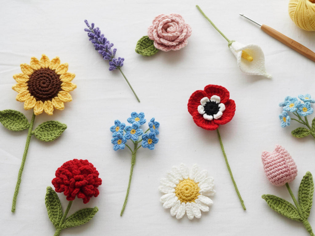 Mini Flower Basket Crochet Pattern | Crochet Flower Bouquet in Basket | DIY Handmade Gift | Beginner Friendly| Holiday decor