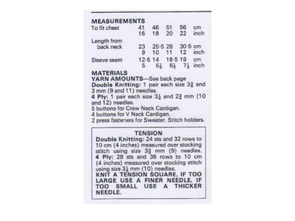 Baby knitting pattern, vintage, DK and 4 ply, size 16-22 inches Pdf instant download