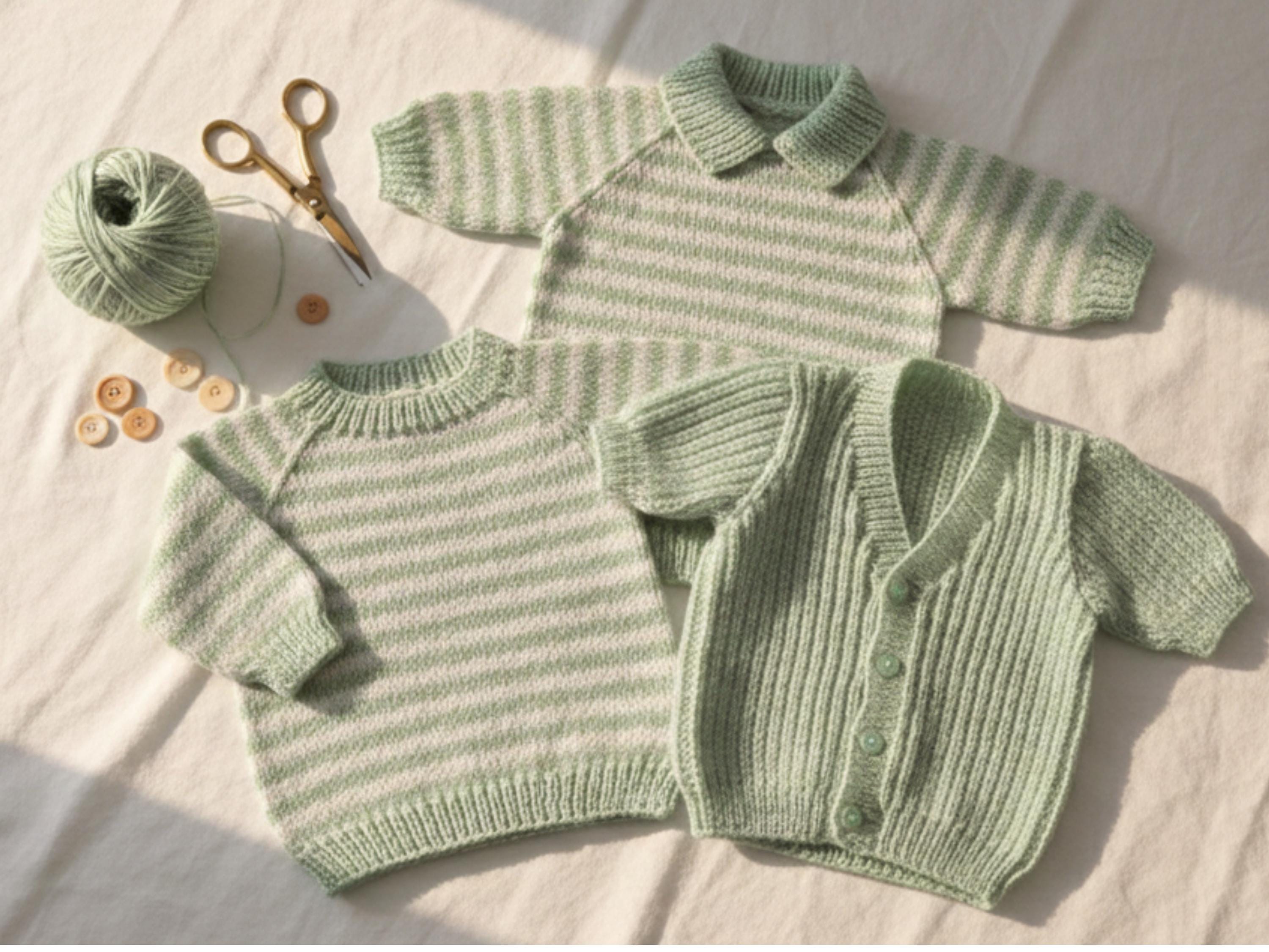 Easy Garter Stitch Baby Knitting Pattern Set (Digital Download)