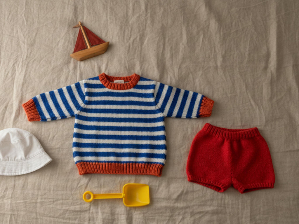 baby knitting patterns/Easy baby PDF Knitting Pattern –   Baby Nautical Striped Sweater – DK Yarn – 0–3 Years