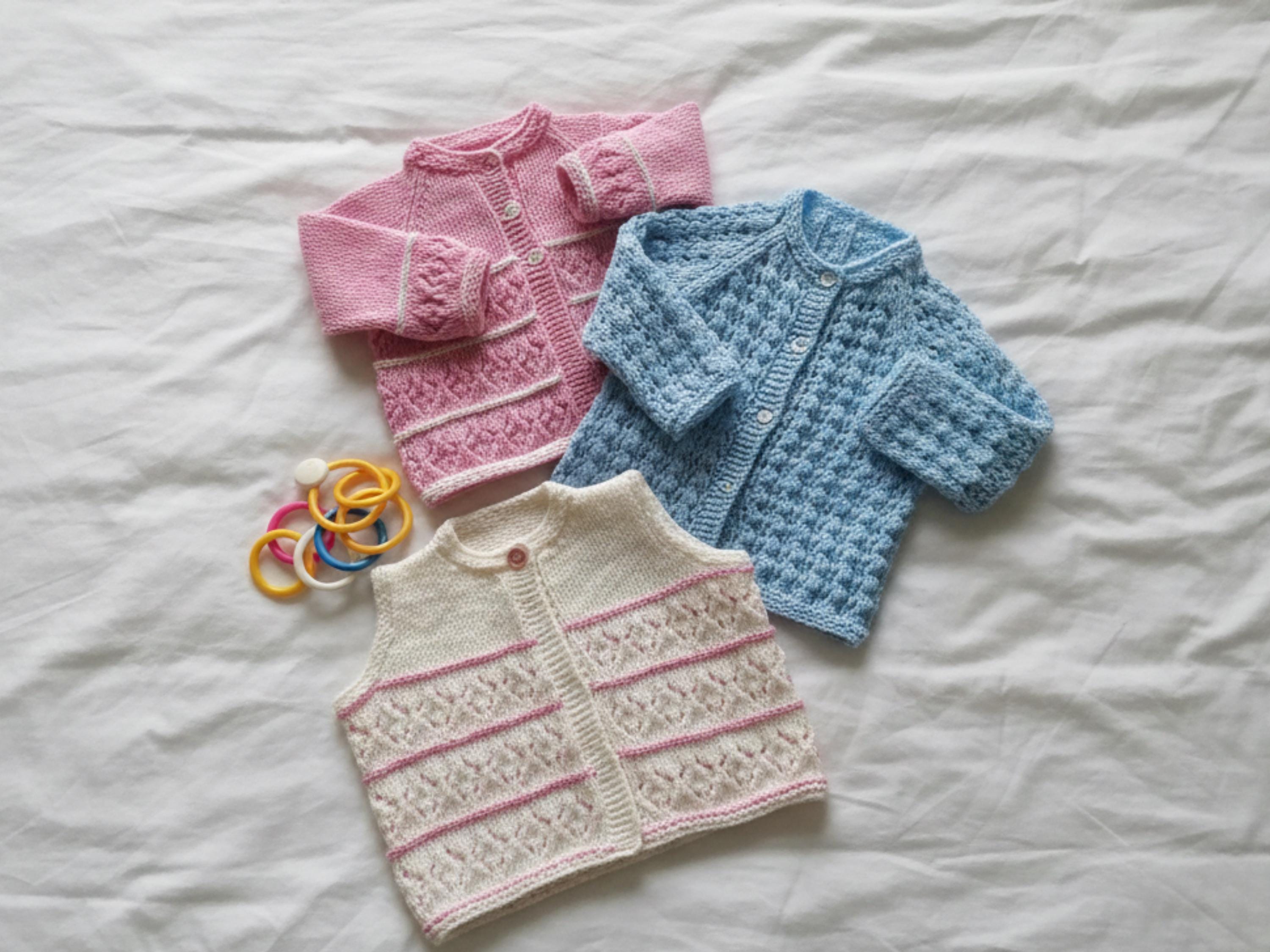 Easy Child’s Vest Knitting Pattern 2 free patterns  PDF (English) 0-12 months baby knitting pattern for summer sleeveless top vest waistcoat