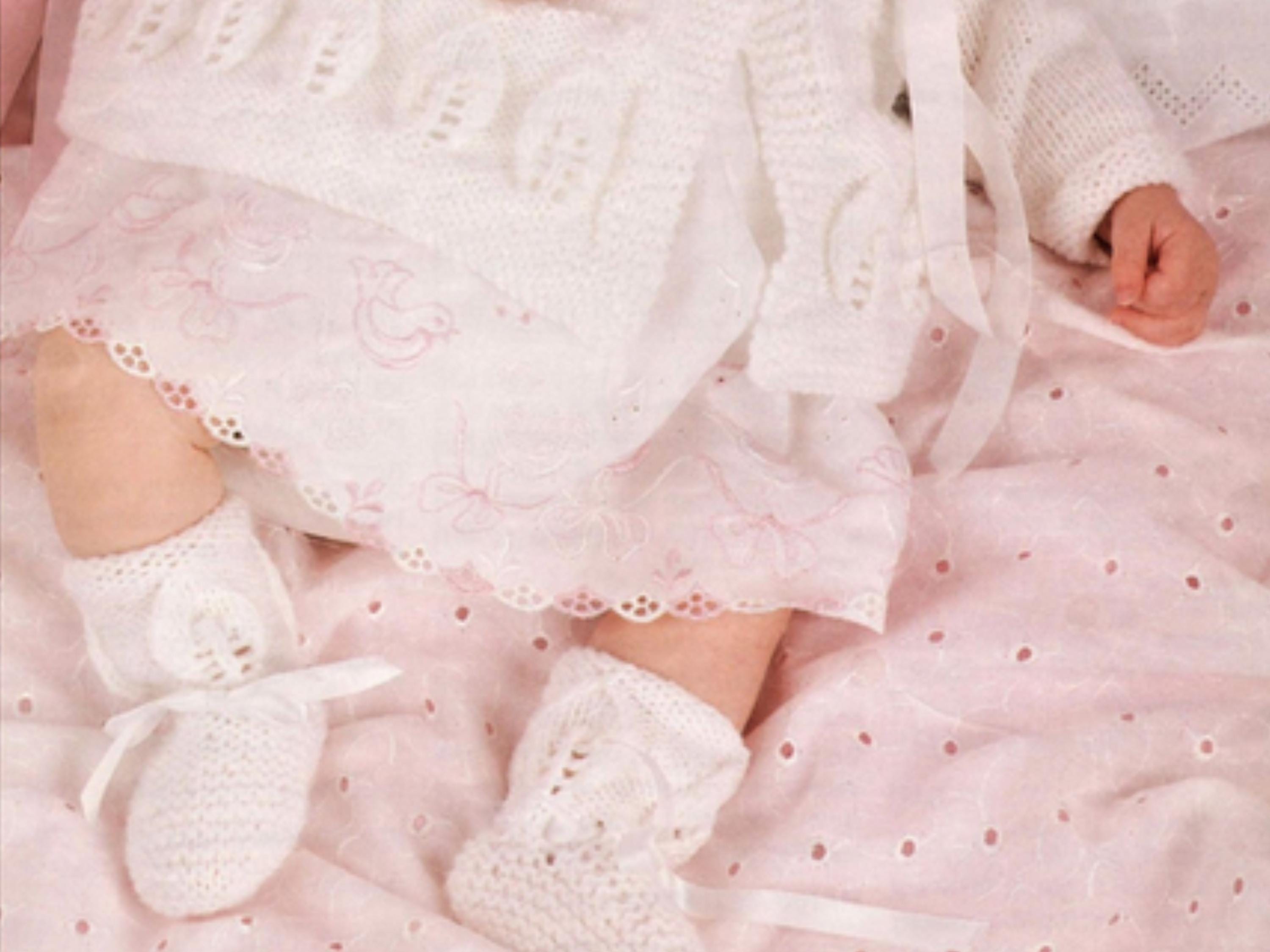Baby Girl's Lacy Matinee Cardigan Knitting Pattern (PDF Download)- Coat bonnet and booties set -Baby knitting patterns set