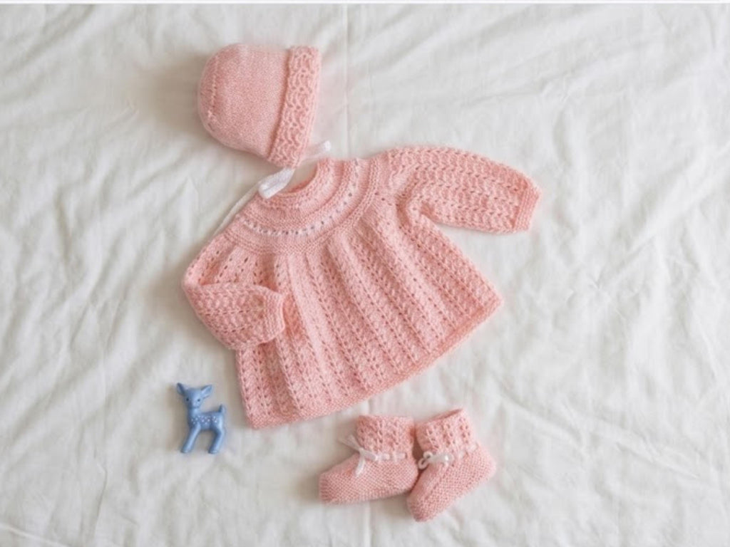 Baby knitting pattern Vintage Baby Angel Knitting Pattern Set (Top, Bonnet, Bootees) (PDF Download)
