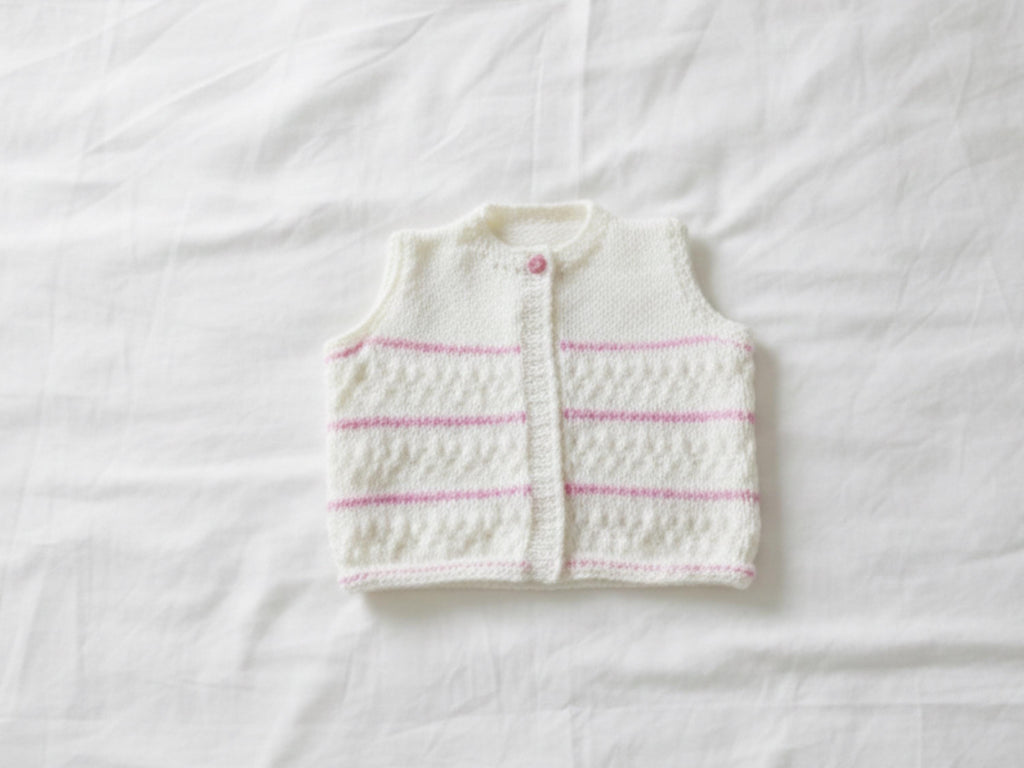 Easy Child’s Vest Knitting Pattern 2 free patterns  PDF (English) 0-12 months baby knitting pattern for summer sleeveless top vest waistcoat