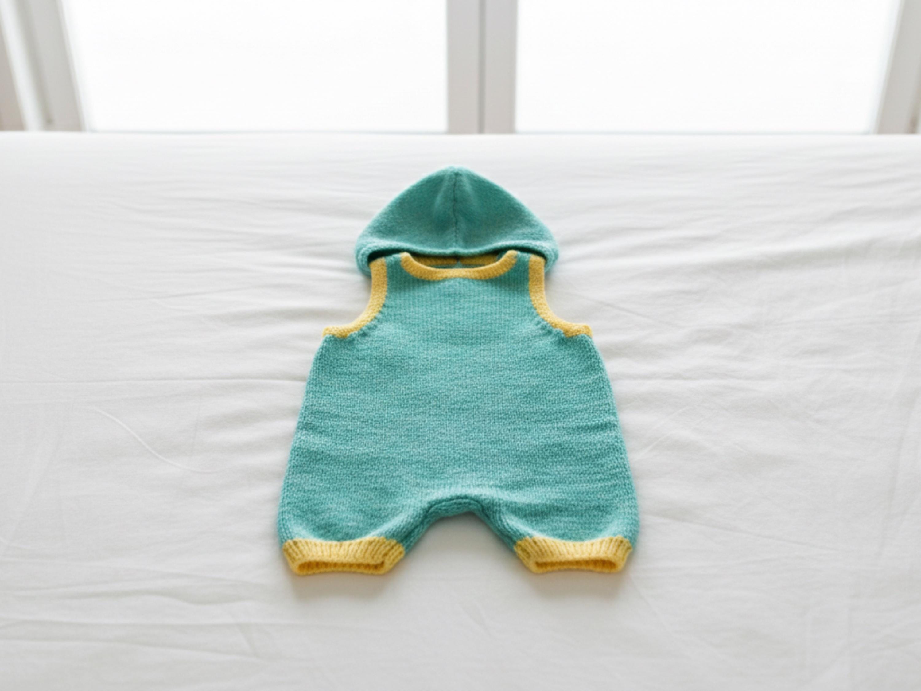 Easy baby Knitting Pattern – Baby 4-Piece Dungarees Set – DK Yarn – 16–20" Chest-DK8PLY