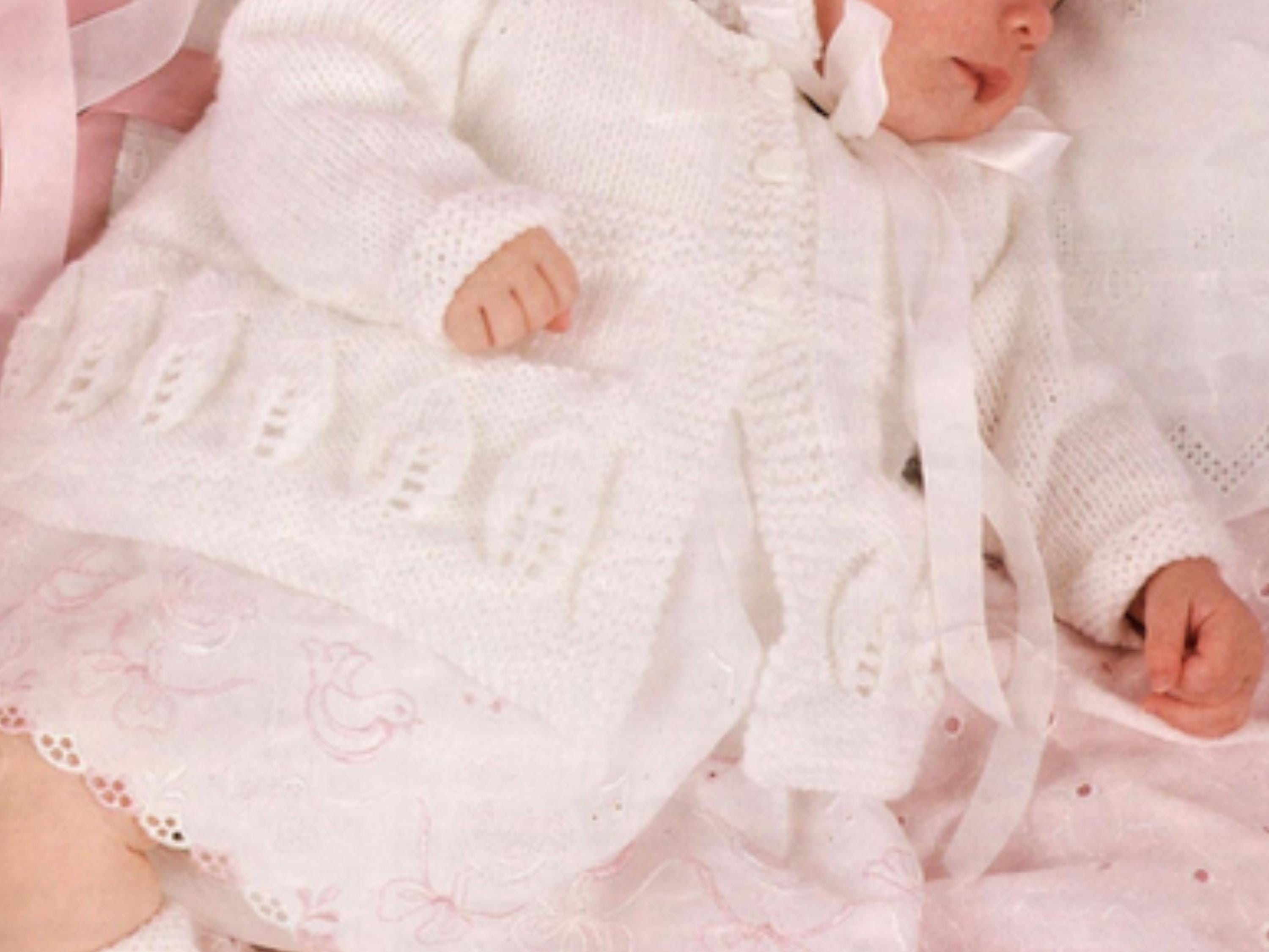 Baby Girl's Lacy Matinee Cardigan Knitting Pattern (PDF Download)- Coat bonnet and booties set -Baby knitting patterns set